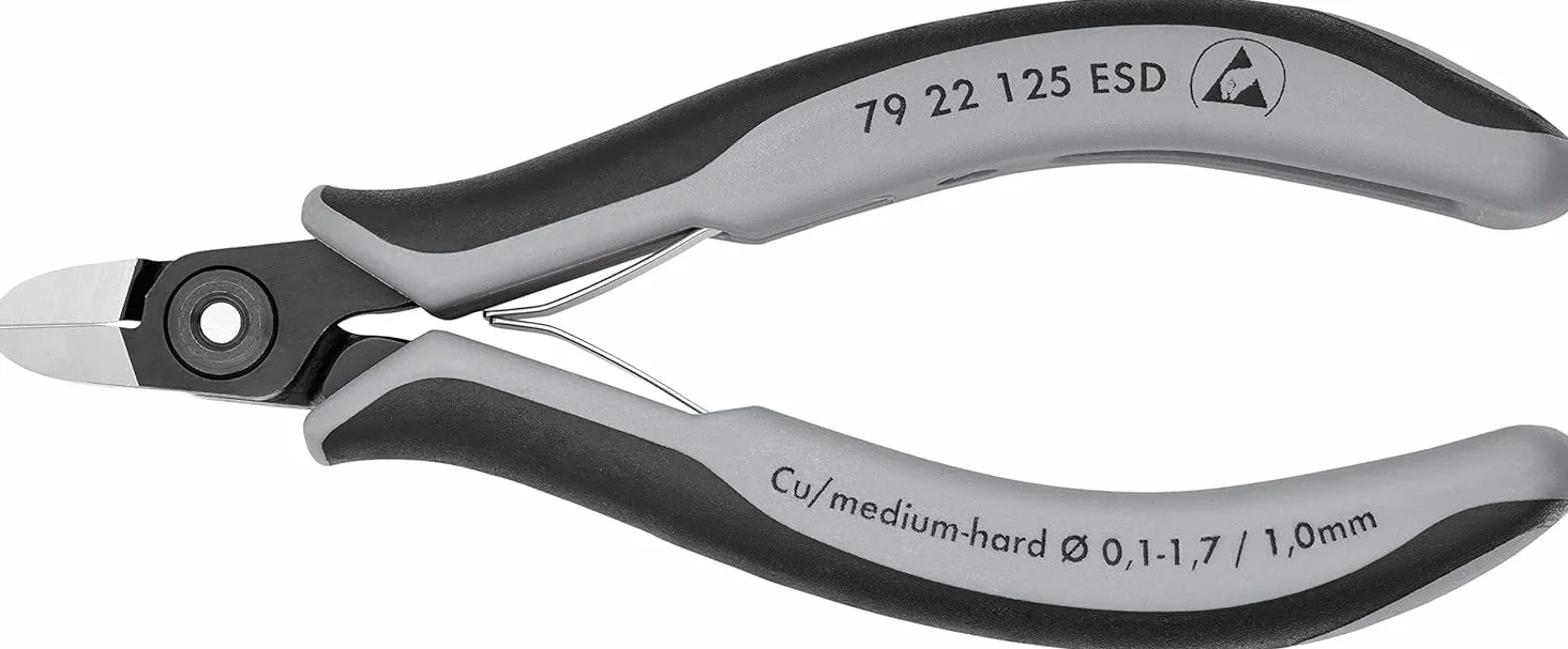 KNIPEX Precyzyjne szczypce tnące boczne dla elektroników ESD z osłonkami wielokomponentowymi 125 mm, 79 22 125 ESD