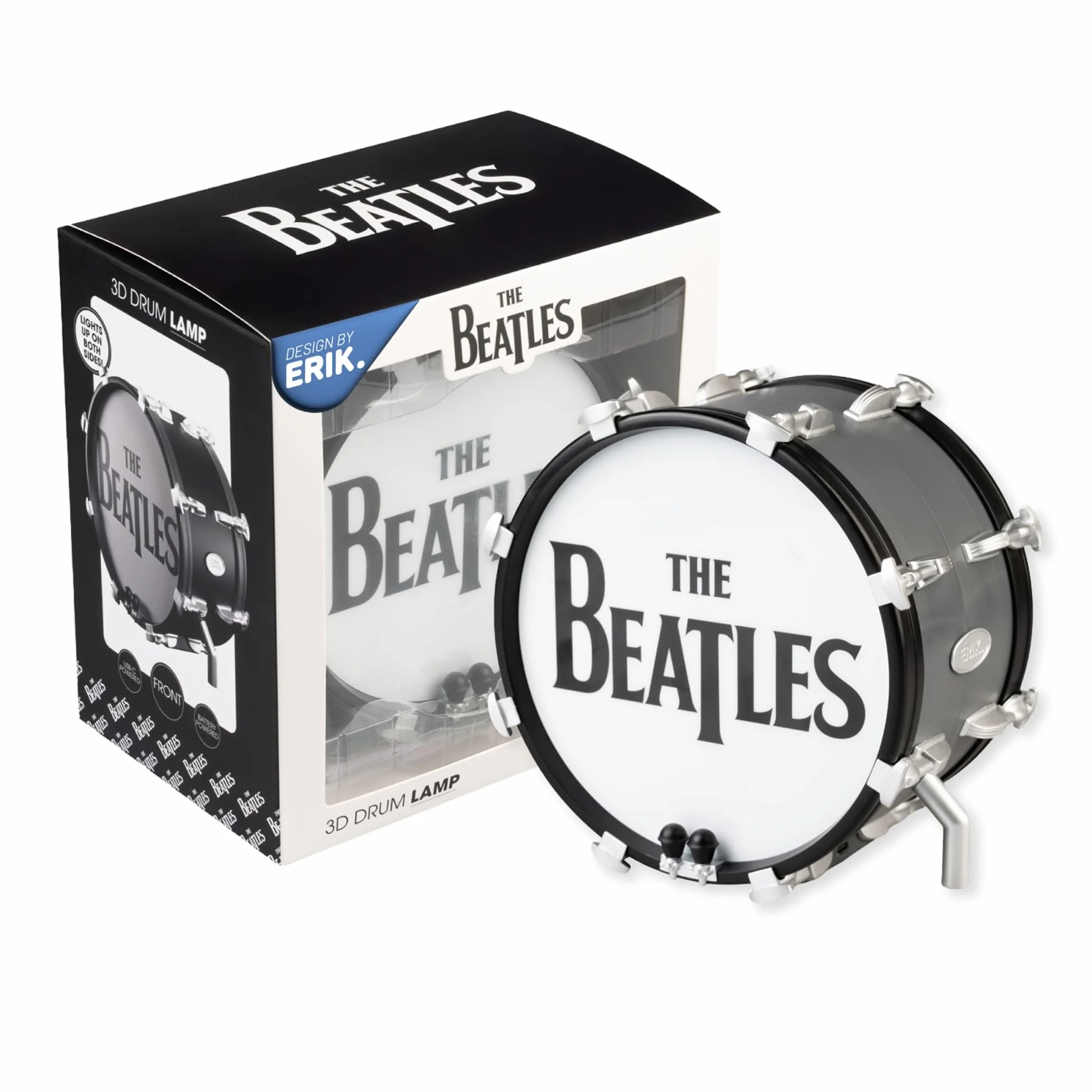Grupo Erik Battery Lamp - The Beatles Gifts for Men & for Women | Desk Lamp Table, Mood Light, Gaming Light | Drum Music Gifts, Cool Room Decor, The Beatles Merchandise