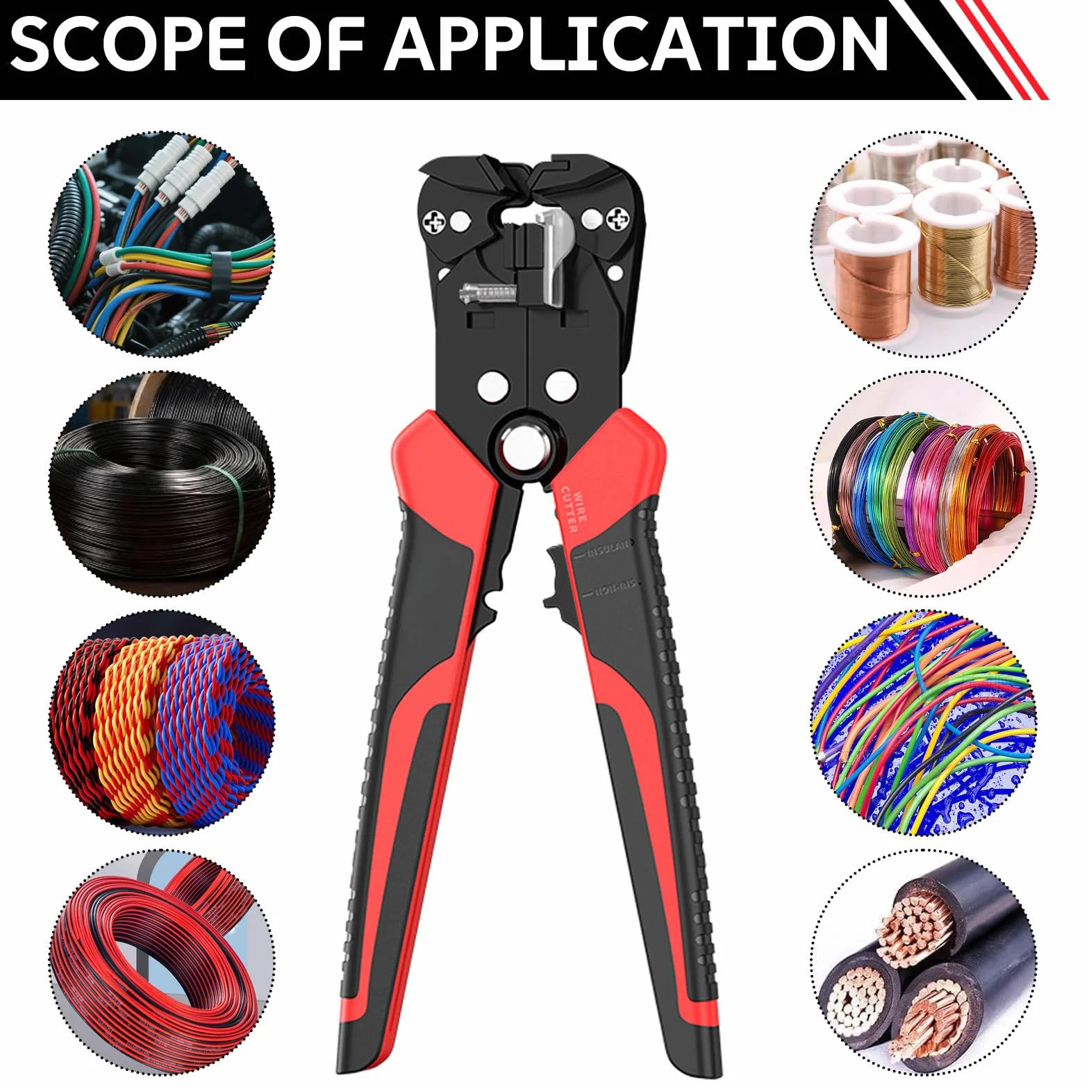 Automatyczne szczypce do ściągania izolacji, 3 w 1, narzędzie do ściągania izolacji: 0,2 – 6 mm², szczypce do ściągania izolacji z antypoślizgowym, regulowany ogranicznik długości, do