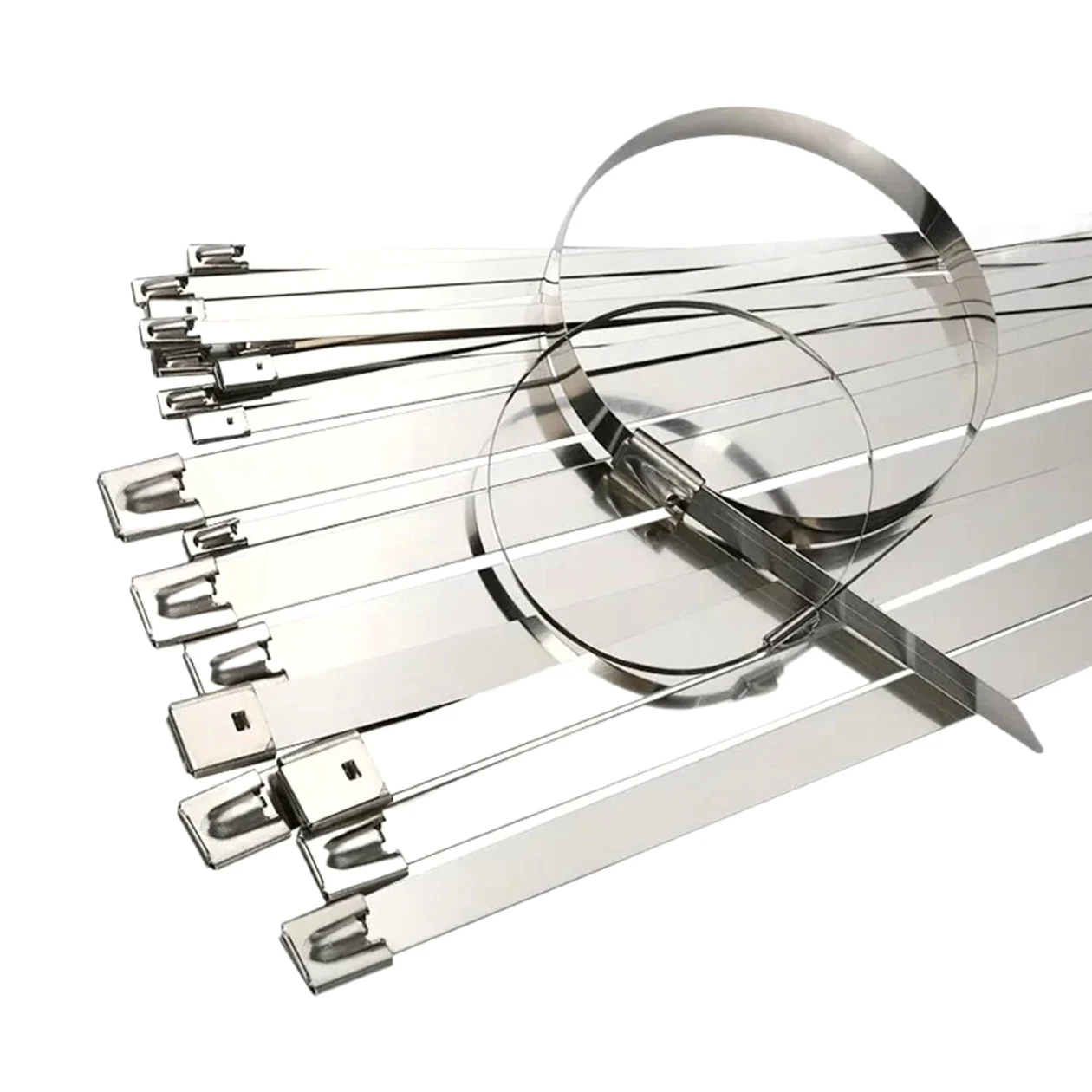 Metalowe opaski zaciskowe Opaski zaciskowe ze stali nierdzewnej do układu wydechowego, powlekane, zamykane, 10-200 szt., 4,6 x (100-1000) mm(200pcs,4.6x800mm)