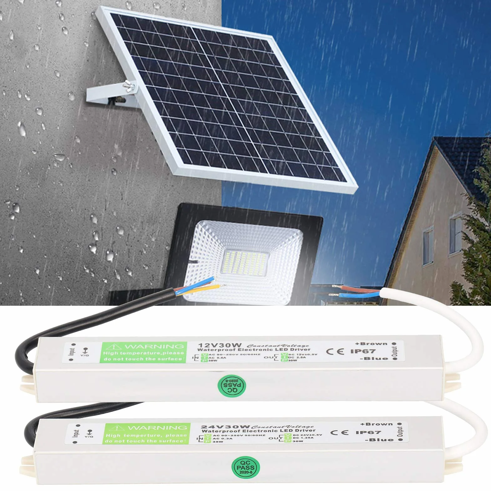 30W AC90‑250 V Wodoodporny zasilacz Zasilacz Zasilacz LED Adapter transformatora klasy IP67 Ultra cienki do wewnętrznych i zewnętrznych świateł LED (DC12V)