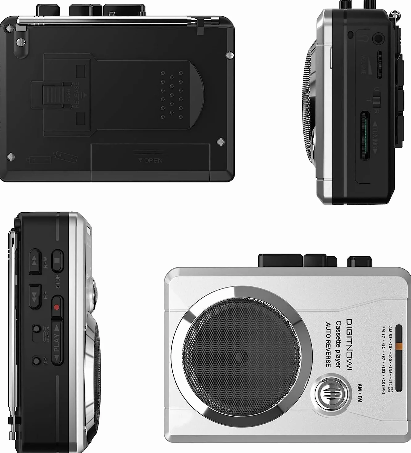 Walkman Przenośny Odtwarzacz Magnetofonowy Radio FM AM z Dyktafonem, Gniazdo 3,5 mm