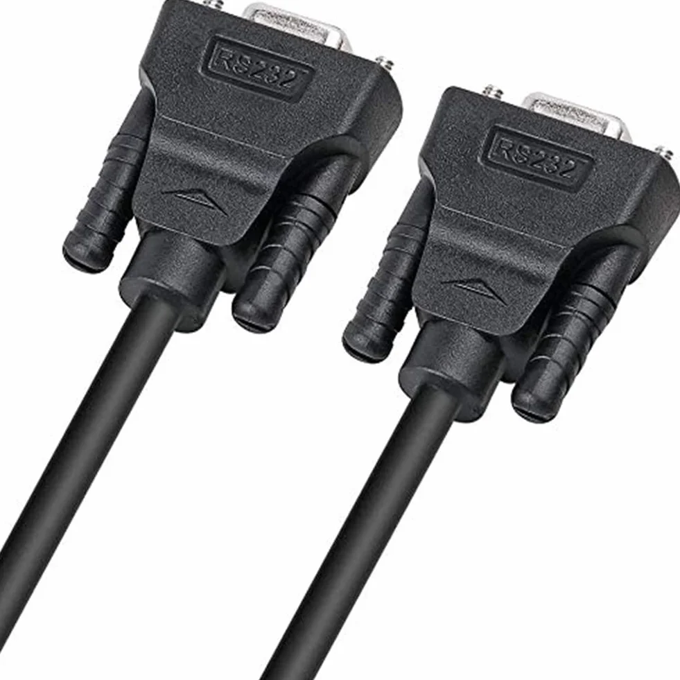 DTECH DB9 RS232 kabel szeregowy gniazdo do gniazda kabel modemowy pełny Handshake 7-przewodowy zwrotnica częstotliwości do transmisji danych (1,5 stopy, czarny)