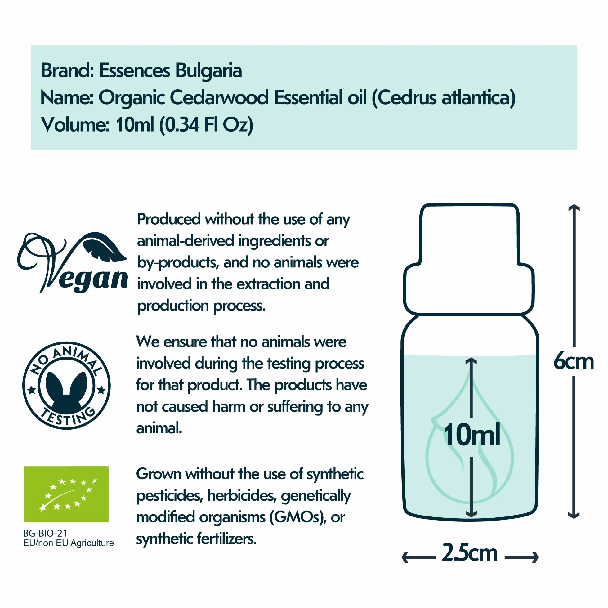 Essences Bułgaria Organiczny Olejek Eteryczny z Drzewa Cedrowego 10ml | Cedrus atlantica | 100% Czysty i Naturalny | Nierozcieńczony | Klasa Terapeutyczna | Aromaterapia | Kosmetyki | Bez okrucieństwa