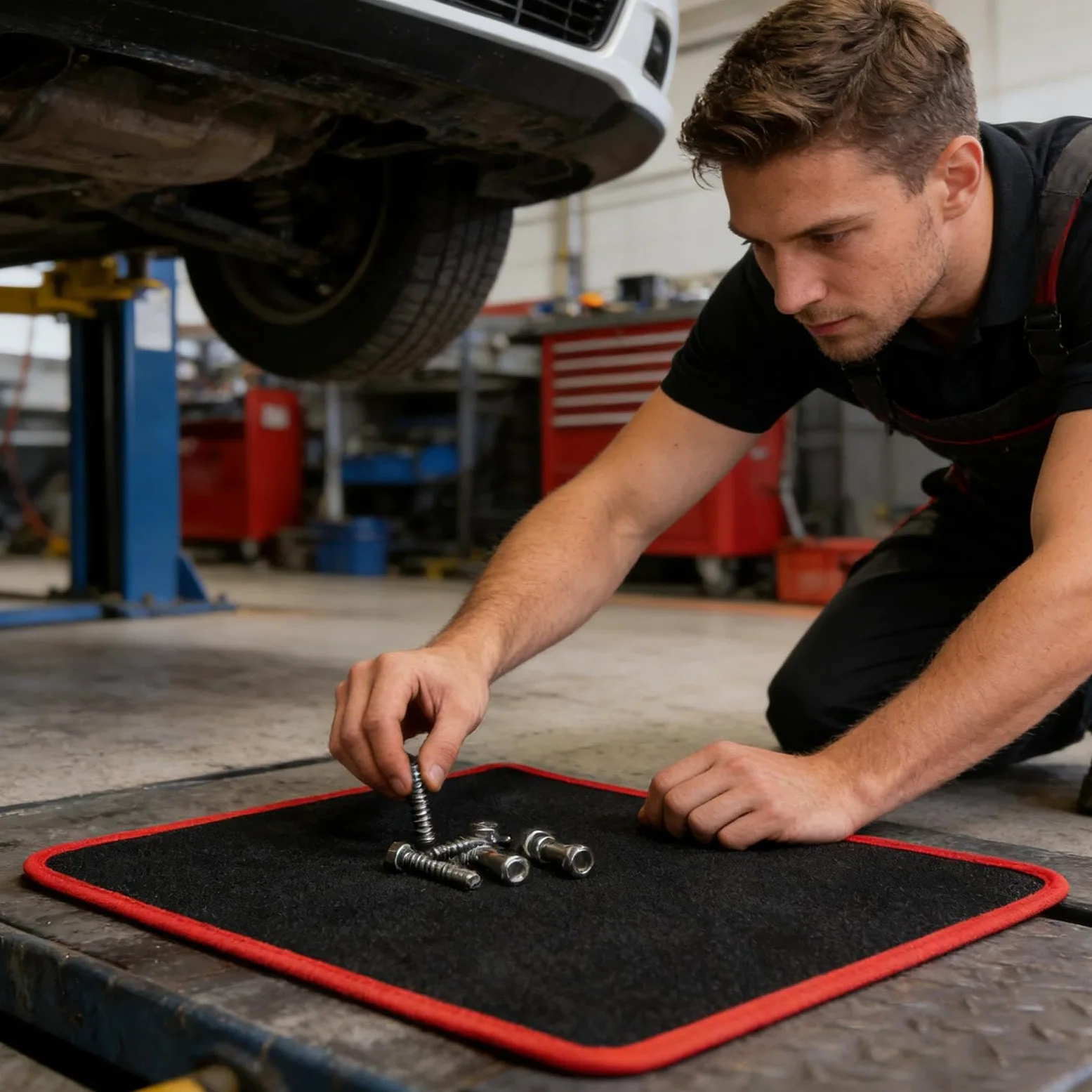 Magnetyczna Mata Na Narzędzia Dla Mechaników Organizer Na 3 Sztuki | Elastyczny I Antypoślizgowy Organizer Części do Domu Garażu Warsztatu Budowy Naprawy Samochodów Mechanika Elektryka