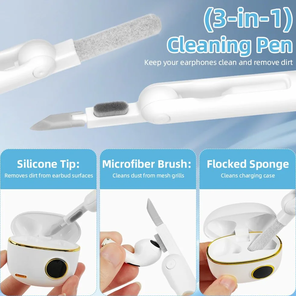 Zestaw do czyszczenia iPhone'a AirPods 3 w 1 ściereczka z mikrofibry biały