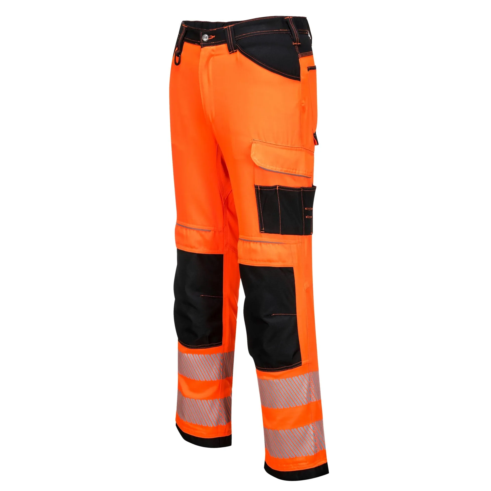 Portwest PW340 Spodnie Robocze Ostrzegawcze PW3, Pomarancz/Czarny, Regularny, Rozmiar 36