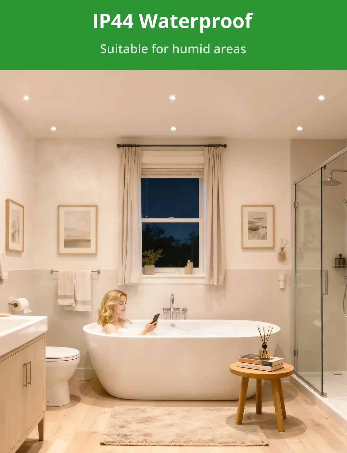 HOMEOW Zestaw 10 reflektorów LED do zabudowy, 230 V, możliwość ściemniania, 68 mm – 80 mm, wymiary otworu, IP44, reflektor do zabudowy, LED 5 W, 400 lm, ciepła biel, neutralna biel, zimna biel, 24 mm