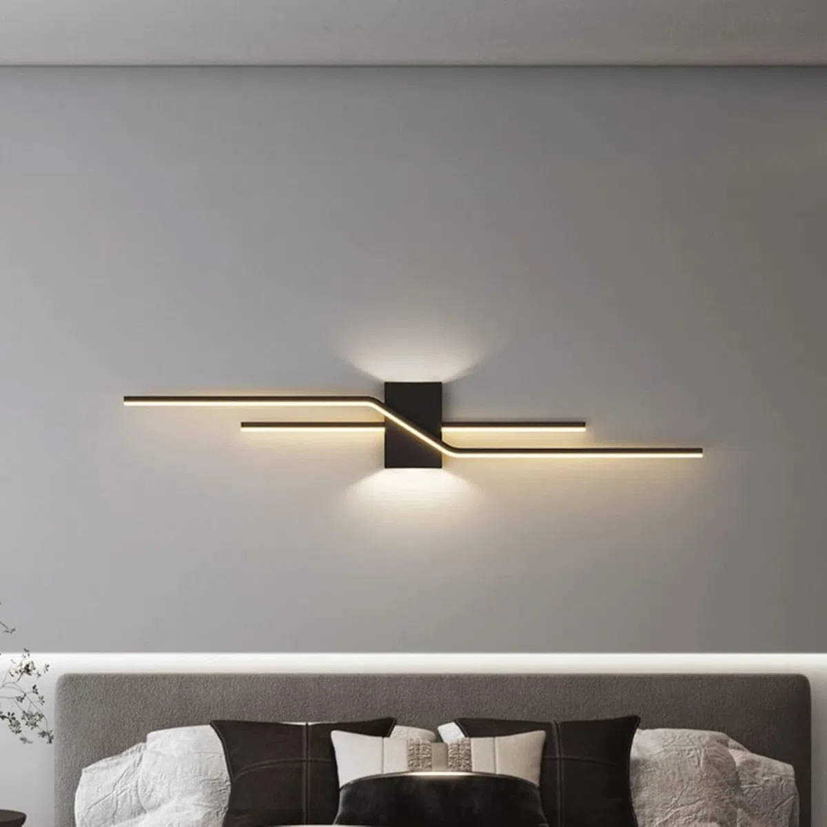 Générique Kinkiety Oświetlenie liniowe LED Kinkiet 120 cm Lampa ścienna do sypialni Salon Korytarz (Czarny 120 cm)