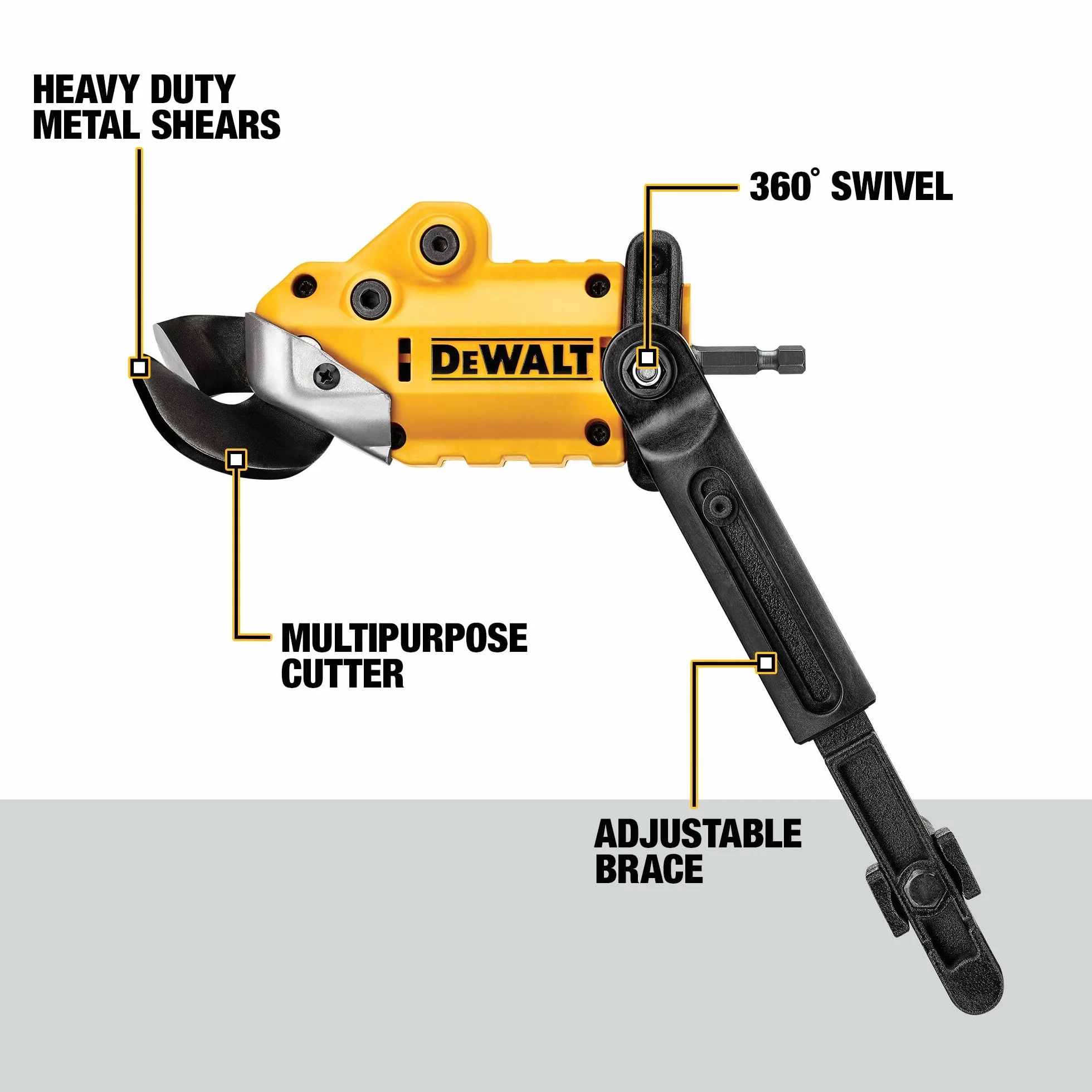 DEWALT DWASHRIR Metalowe nożyce mocujące, gotowe do uderzenia, czarny/żółty
