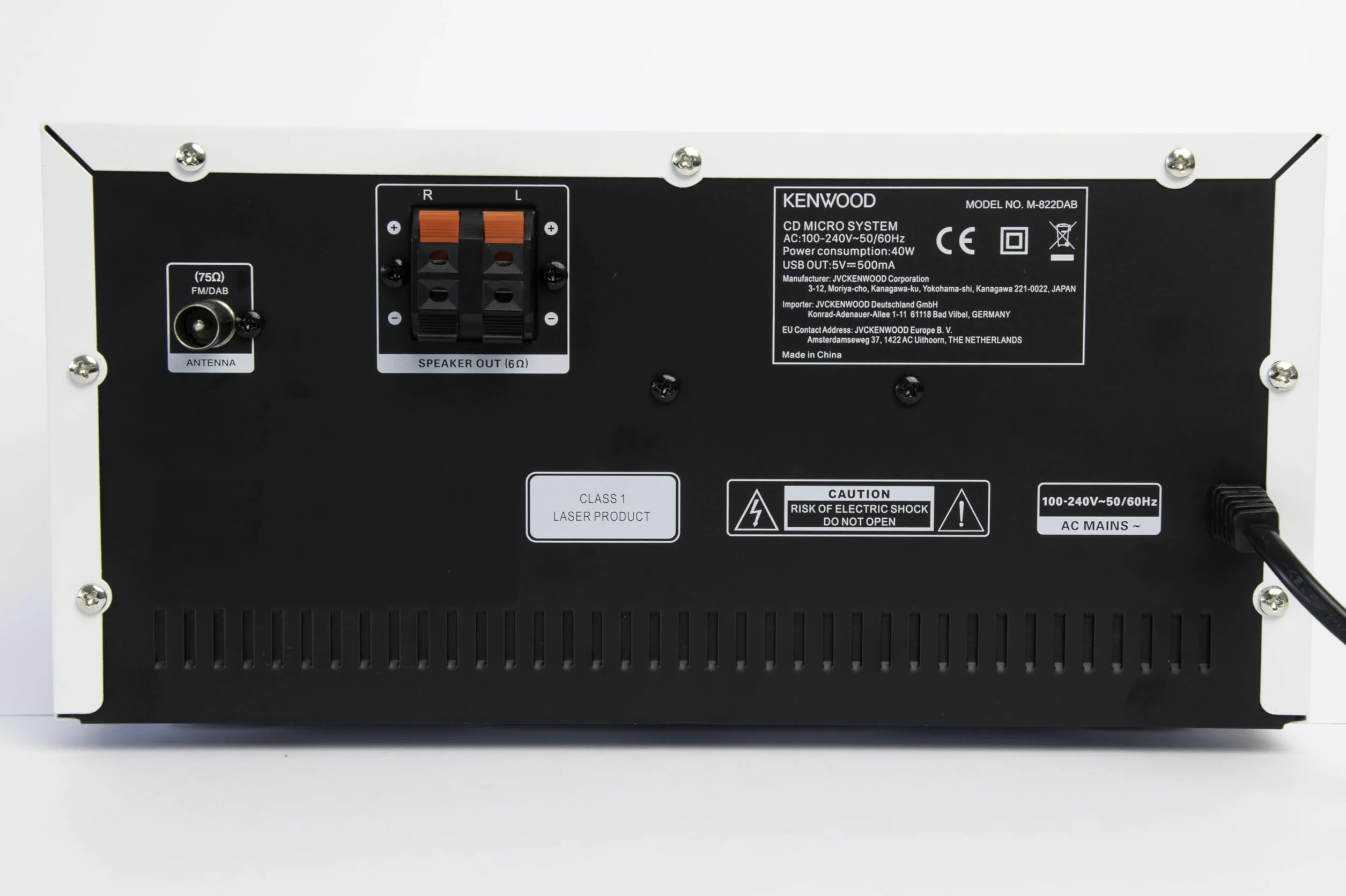 Kenwood M-822DAB – system Micro Hi-Fi z 2 x 50 W RMS, CD, USB, DAB+ i Bluetooth, biały