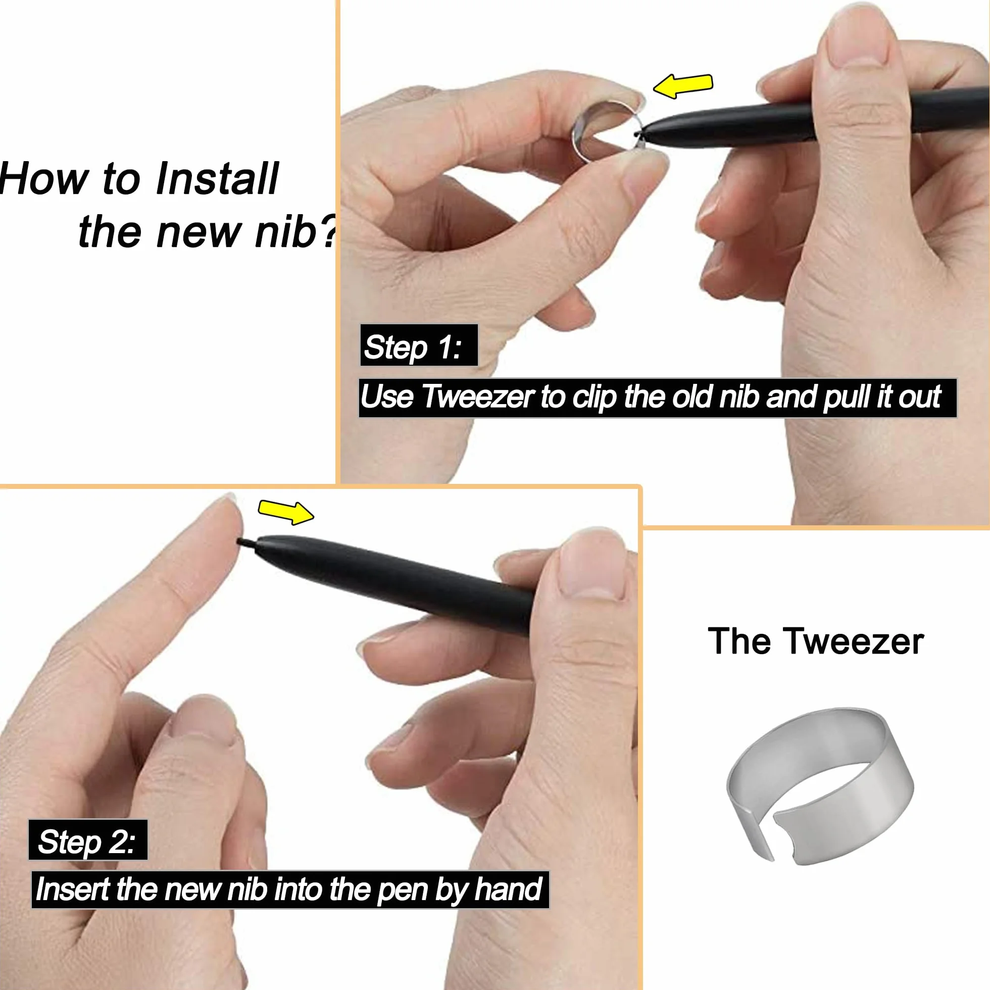 [10 sztuk] wymienne końcówki do Wacom One Standard Pen (edycja 2023) do Wacom One 13 Touch (DTH134) / Wacom One 12 (DTC121) / Wacom One M (CTC6110) / Wacom One S (‎CTC4110), Gray+Felt