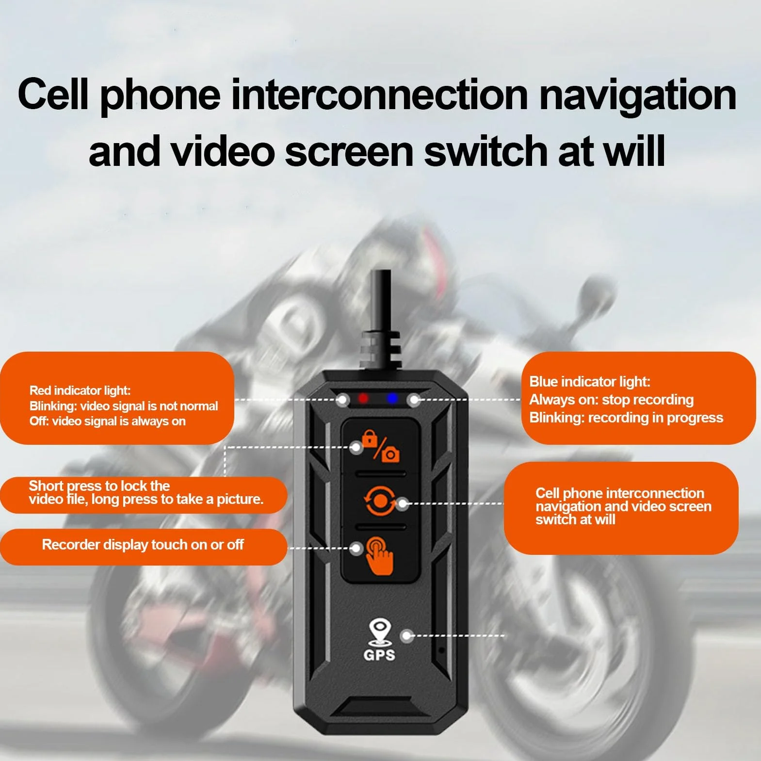 Motocyklowa kamera DVR 1440P podwójny aparat 6,25 cala ekran IP67 bezprzewodowa CarPlay GPS