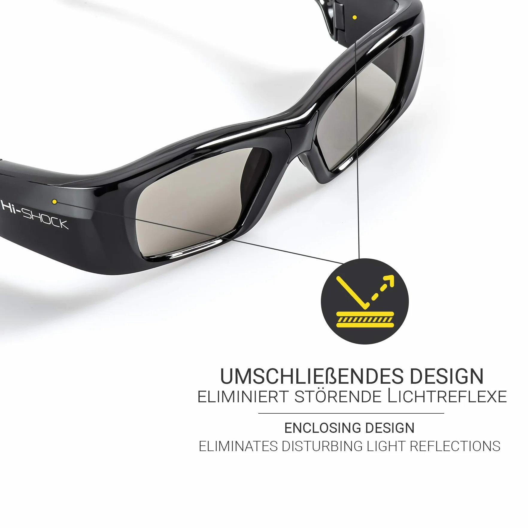 2 x Hi-SHOCK BT/RF Pro Black Diamond | okulary 3D Bluetooth do projektorów 3D TV i 3D-RF firmy Sony, Epson, Jvc, Samsung, Panasonic [okulary migawki | 120 Hz | ładowane | 39 g | Bluetooth/rf]