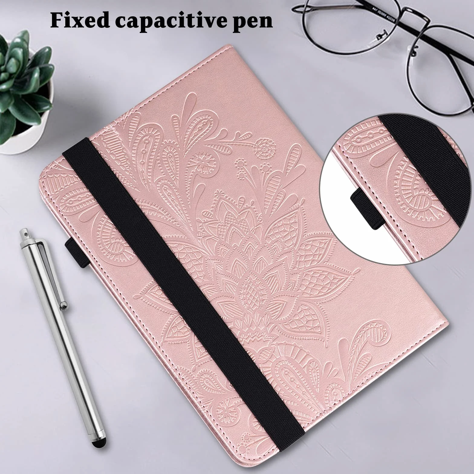 Etui Honor Pad 8 12 cali 2022 z rysikiem, etui z klapką ze skóry PU, ochronne (różowe)