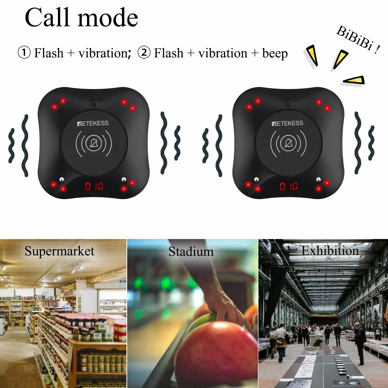 Retekess TD164 Pager, System Przywoływania Gości, Duży zasięg FSK 800M 10 Podstawek 30H 300mAh, Zapytanie o Historię Połączeń, Supermarket, Stadion, Logistyka, Restauracja