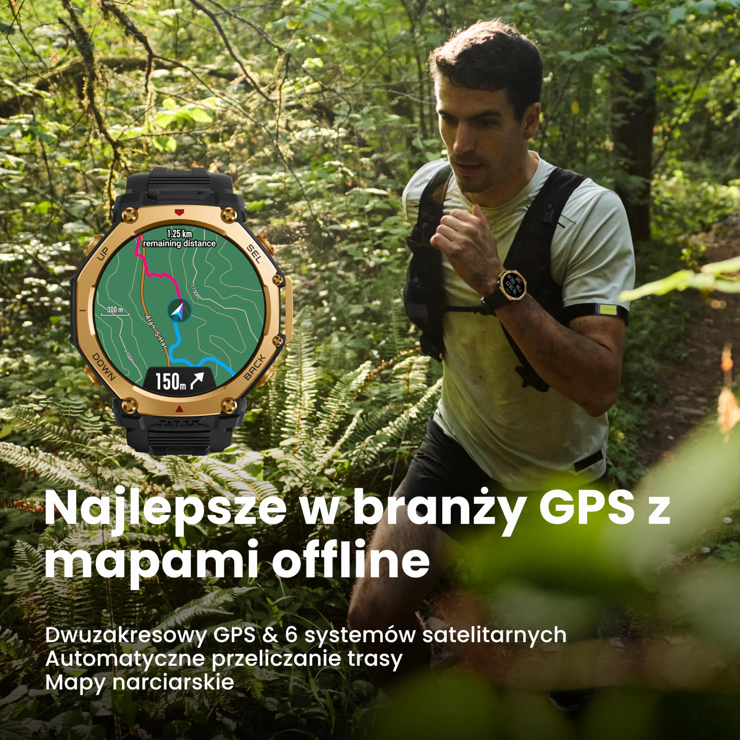 Amazfit T-Rex 3 Pro Smartwatch 48mm Czarny AMOLED GPS Dual Band 10 ATM