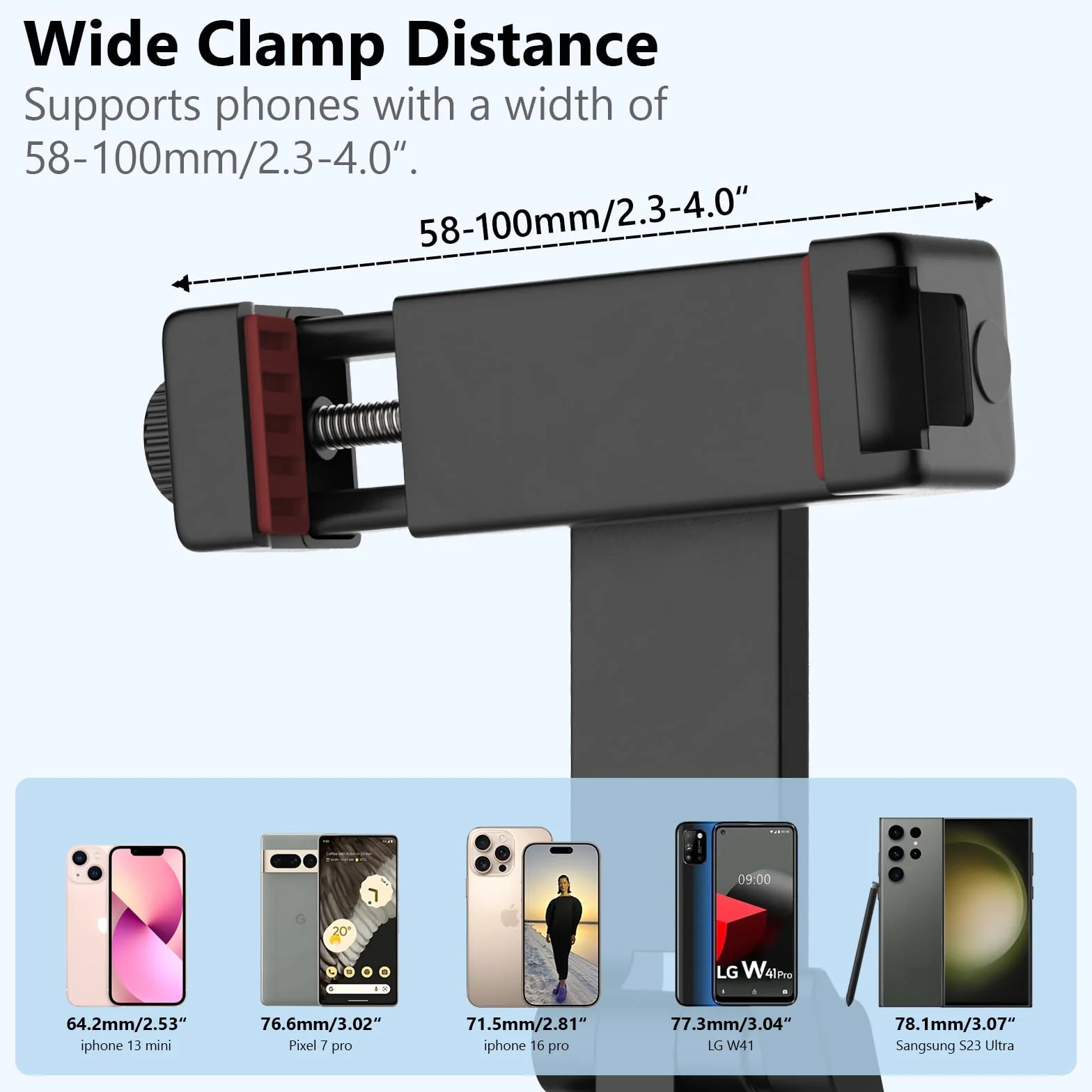 HSU Uchwyt na telefon z zimną stopką, uniwersalny adapter do statywu, 5,3-10 cm, do fotografii mobilnej