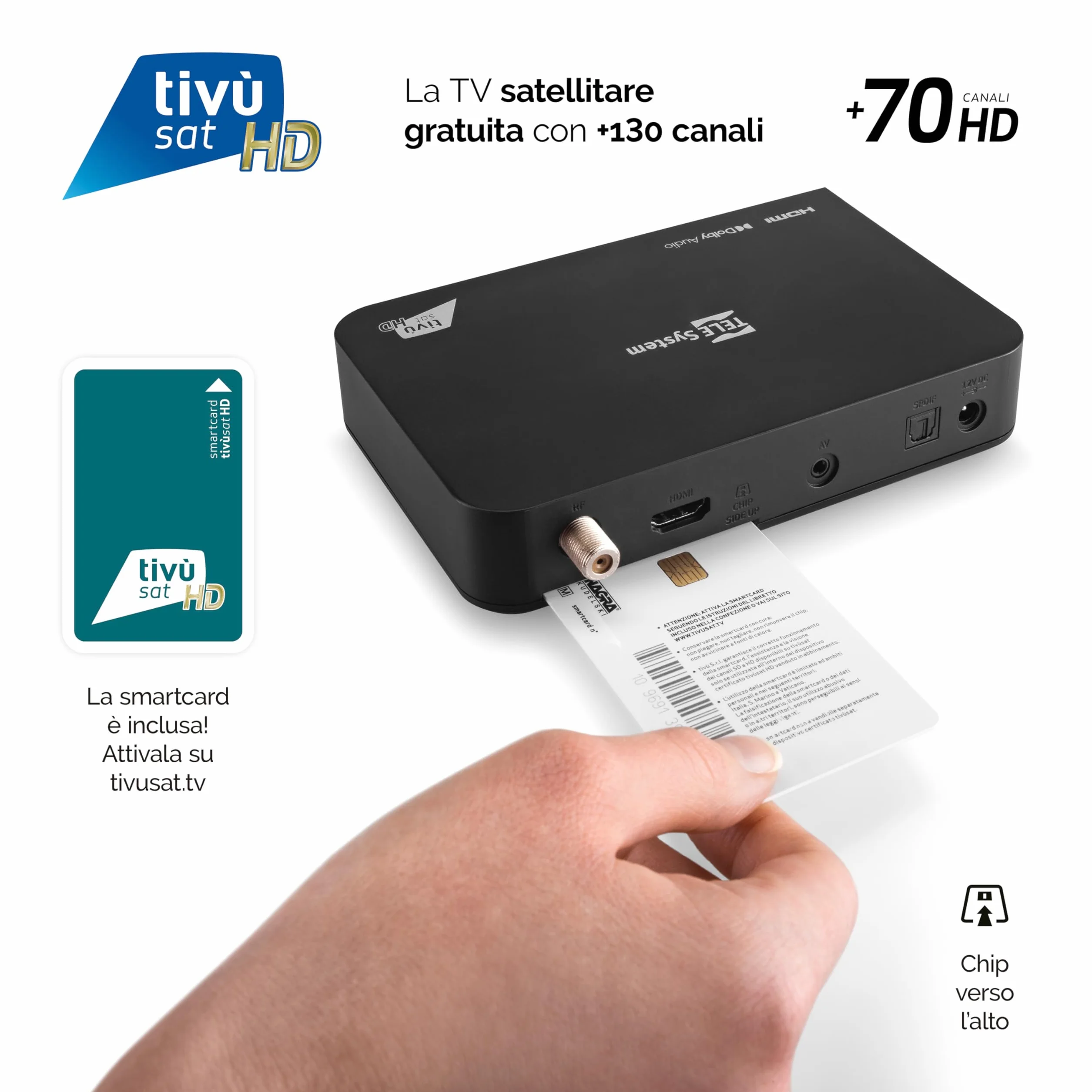 TELE System Dekoder satelitarny TS9019HEVC Tivùsat Classic Smartcard DAZN