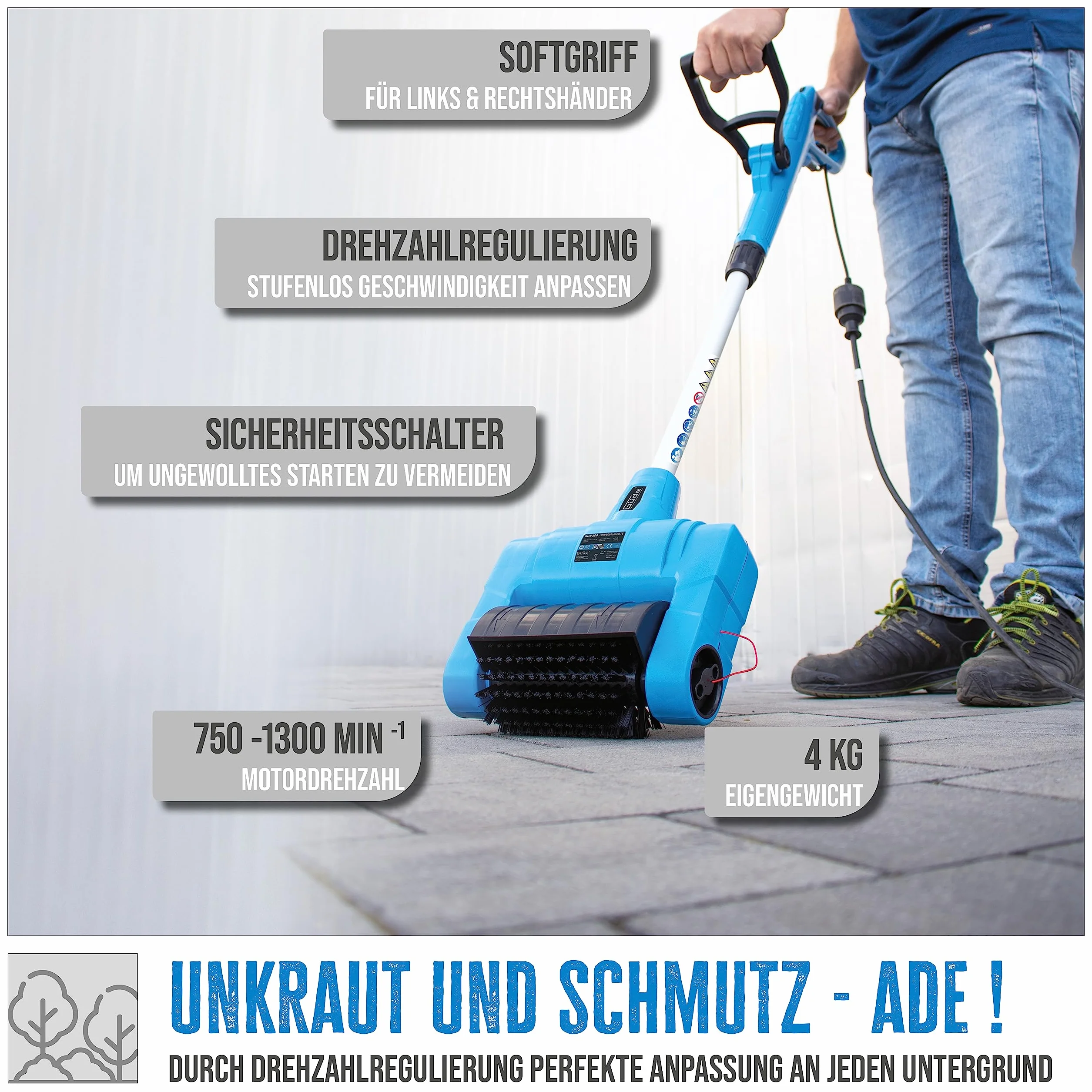 GÜDE 944233 uniwersalna szczotka GUB 500 (uniwersalna szczotka z wytrzymałym wałkiem nylonowym, moc 500 W i szerokość robocza 16 cm)