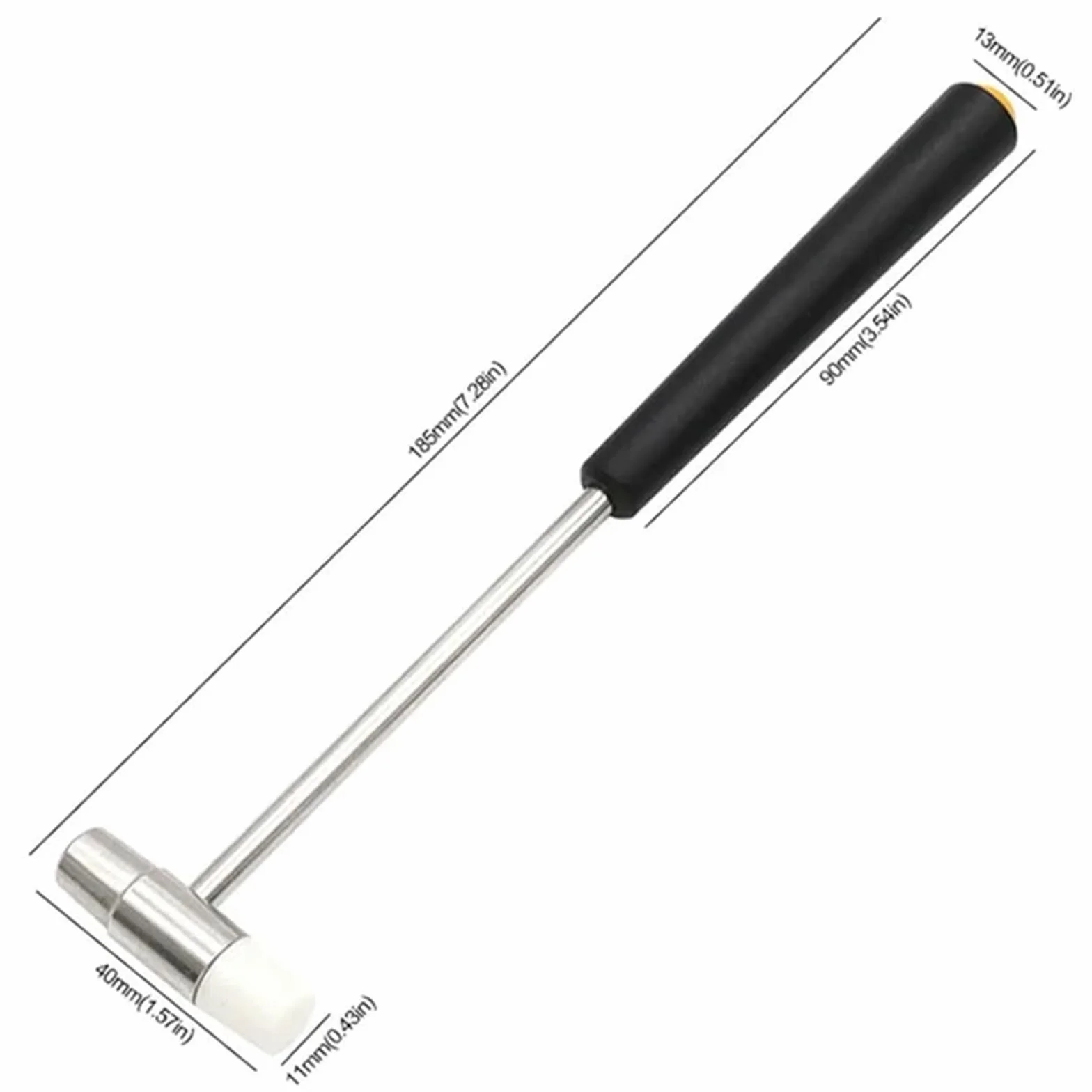 młotek gumowy, 150/185/177mm Mini młotek do naprawy narzędzi metalowy gumowy z podwójną głowicą przenośny majsterkowania biżuteria zegarek narzędzie ręczne(Black 185mm)