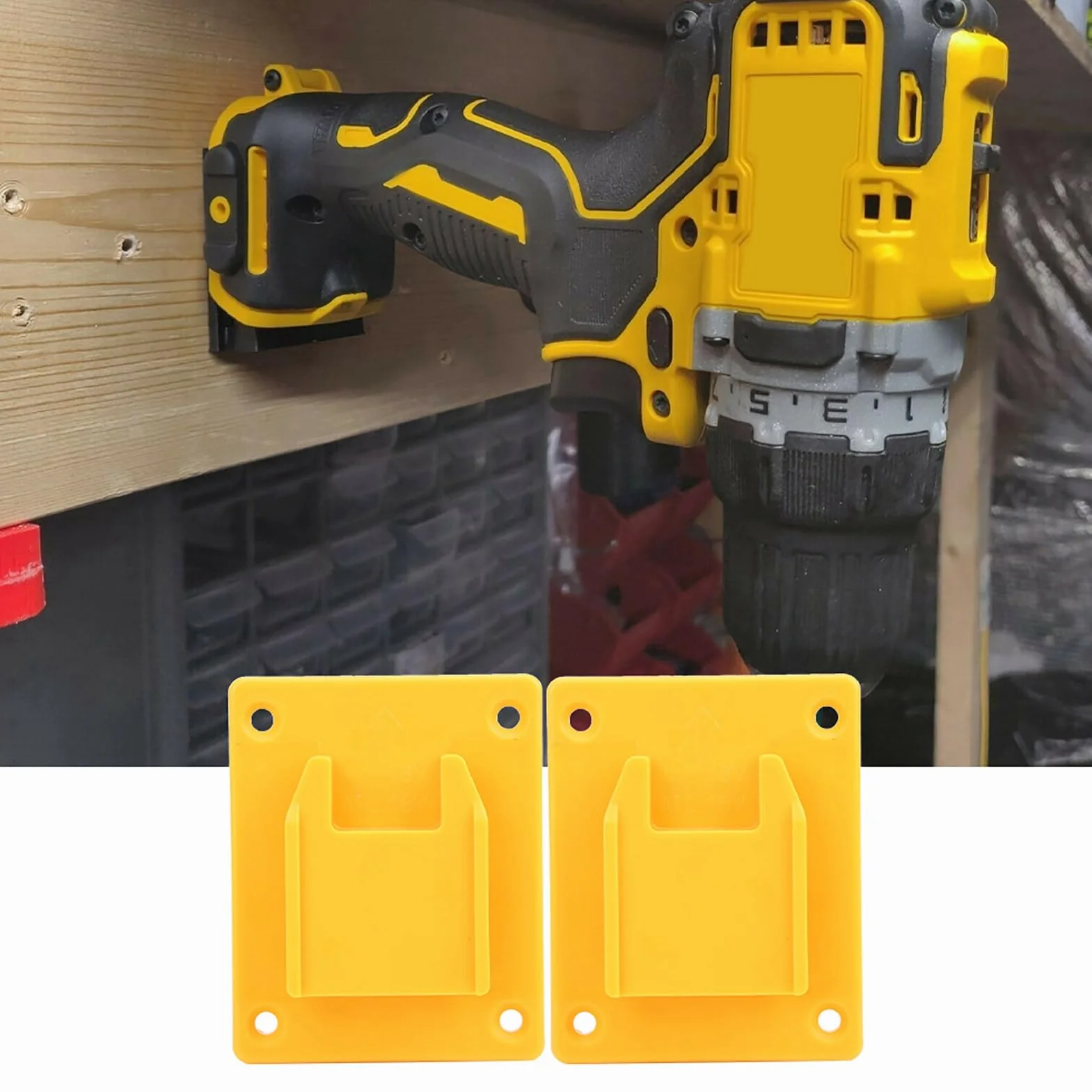 Stojak na elektronarzędzia, 2 szt. Pasuje do Milwaukee M18 18 V/DEWALT 20 V Łączniki do półek ściennych do elektronarzędzi (żółte)