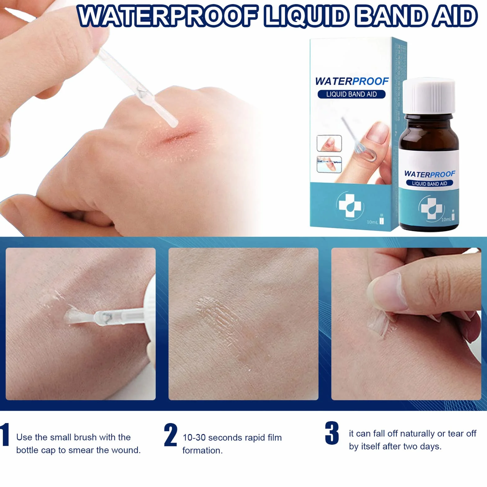 New Skin Liquid Plaster, 10 ml Wodoodporny i Oddychający Szybkoschnący Żelowy Płynny Bandaże Na Zadrapania / Pękniętej Skóry/Rany / Suche