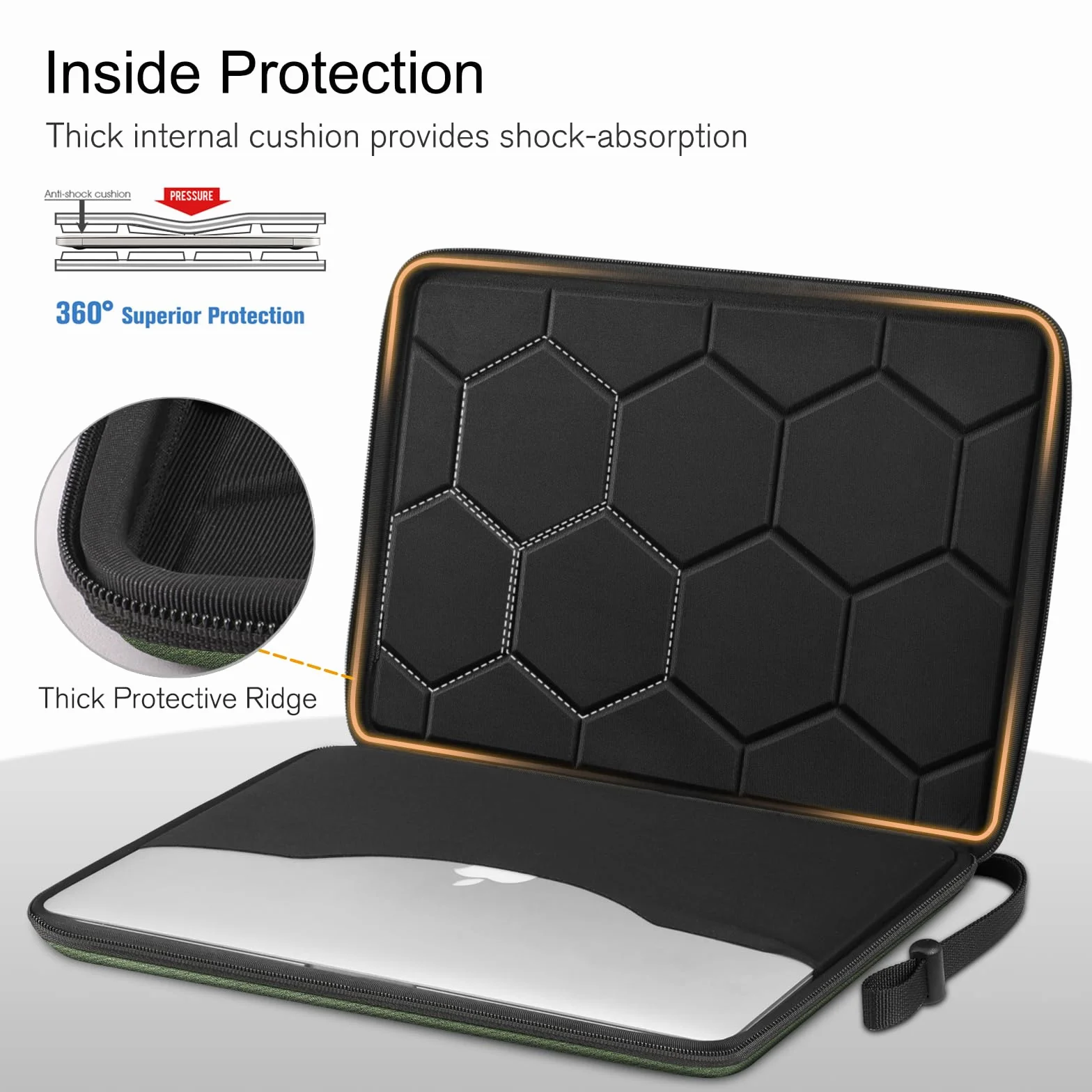 FINPAC 14 cali torba twarda obudowa etui do 14" Lenovo IdeaPad Slim 3/ Slim 5i / ThinkPad L480/ T470, do 13,8" Surface Laptop 7, odporna na uderzenia torba na laptopa 14" Acer / ASUS/Dell/HP (zielony