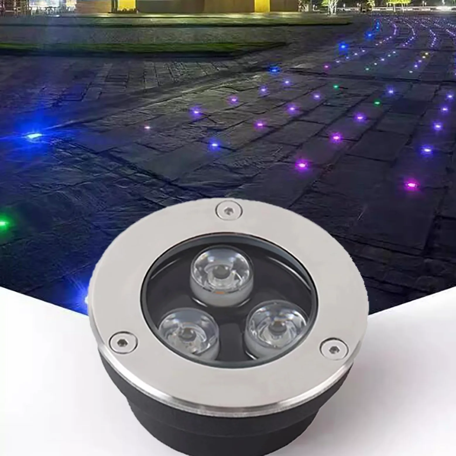 Oświetlenie krajobrazu LED, zewnętrzne oświetlenie podziemne, 3 W, mini kolba, oświetlenie LED, IP67, wodoodporne, okrągłe, wbudowane zewnętrzne oświetlenie ogrodowe, na placy, patio