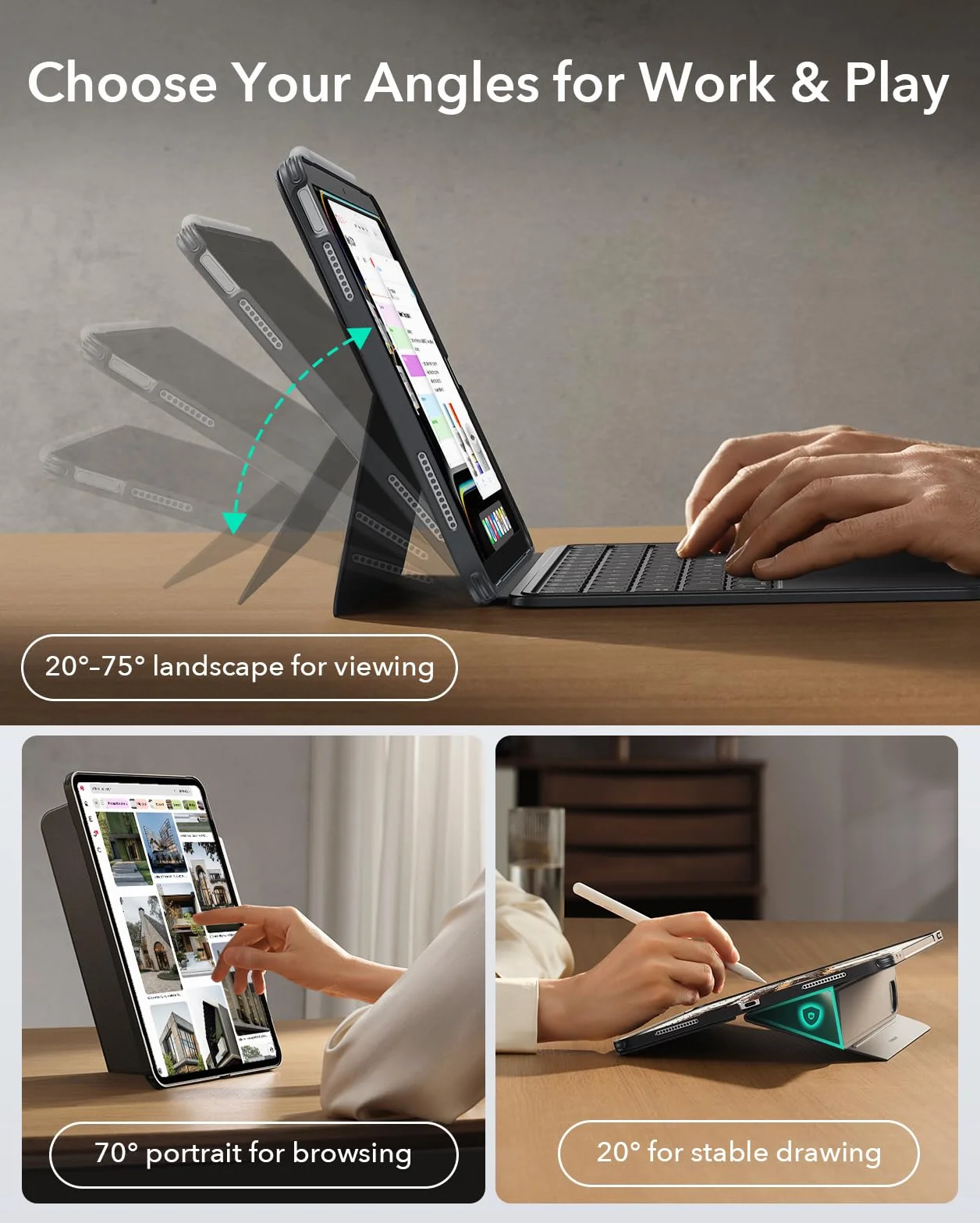 ESR Etui z klawiaturą do iPad 11" (A16) 2025/10. generacji, seria Shift, ciemnoszary