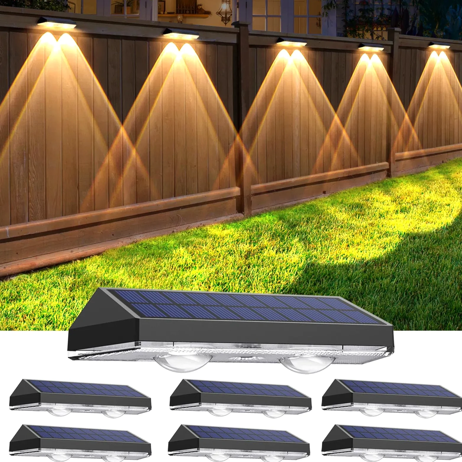 Lampy Solarne Wodoszczelne do Ogrodu i Tarasu, 6 Sztuk na Schody, 3 Tryby Pracy (Ciepła Biel/Zimna Biel)
