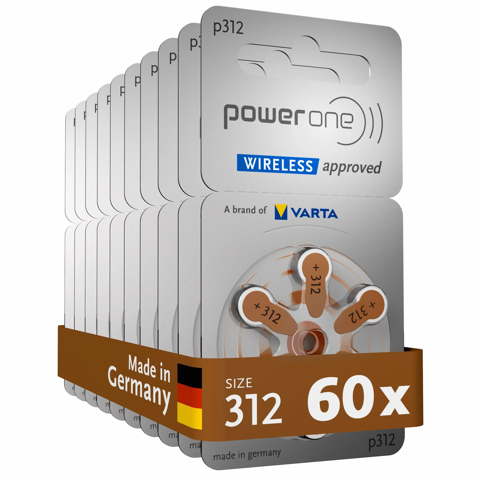 Varta P312 Powerone Bateria do Aparatów Słuchowych 1,4 V 180 Mah, 60 Sztuk