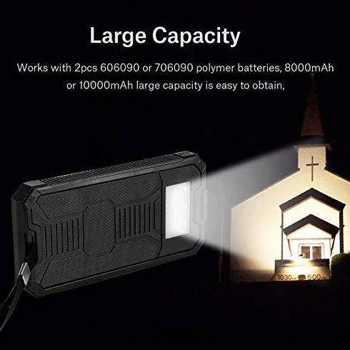 Solarny powerbank 20000 mAh USB 2 wyjścia bezprzewodowy szybkie ładowanie latarka