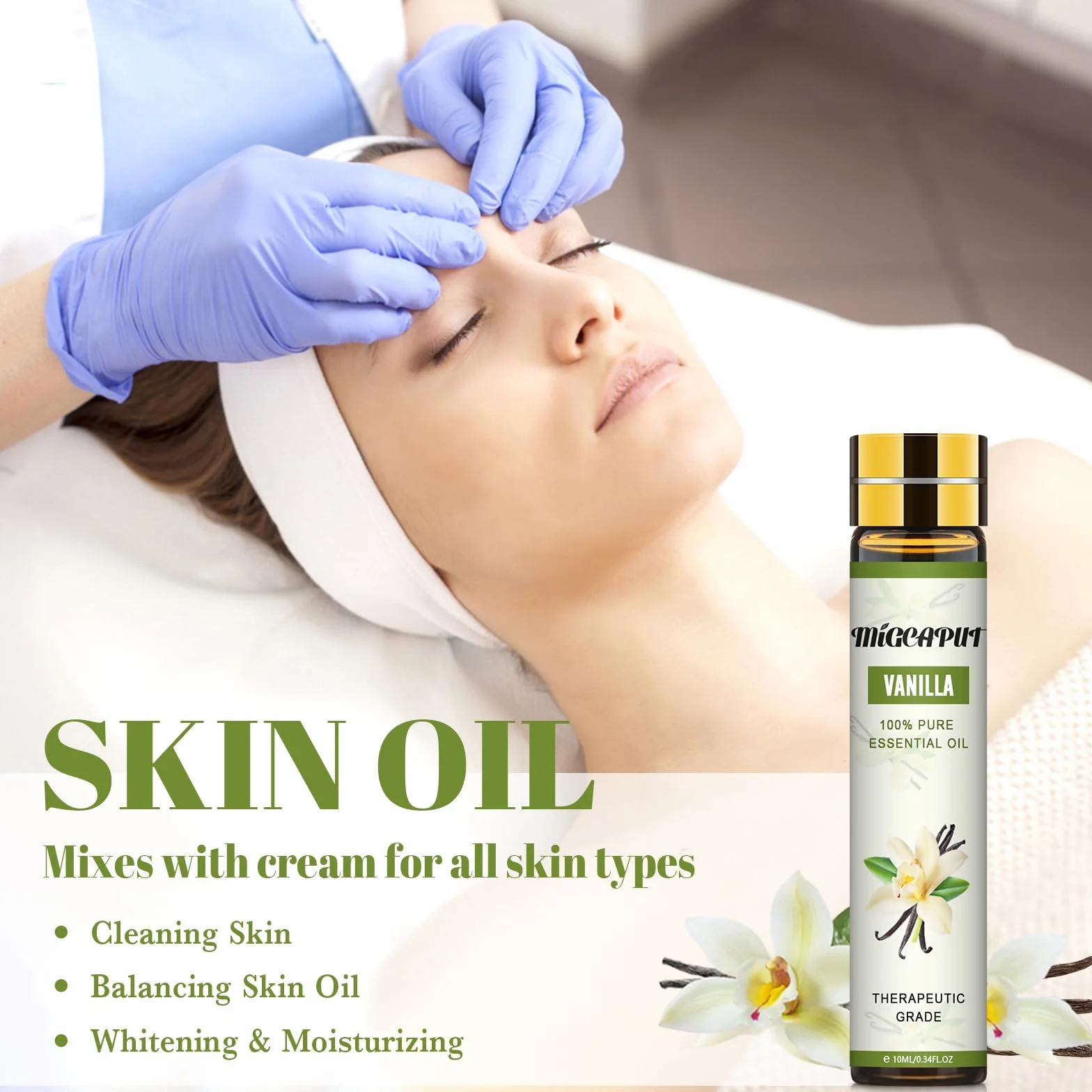 MIGCAPUT Zestaw Olejków Eterycznych Waniliowy 2 x 10ML, 100% Naturalne Olejki do Aromaterapii, Olejek Waniliowy Klasy Terapeutycznej do Dyfuzora Nawilżacza, SPA, Masażu, Snu, Mydła