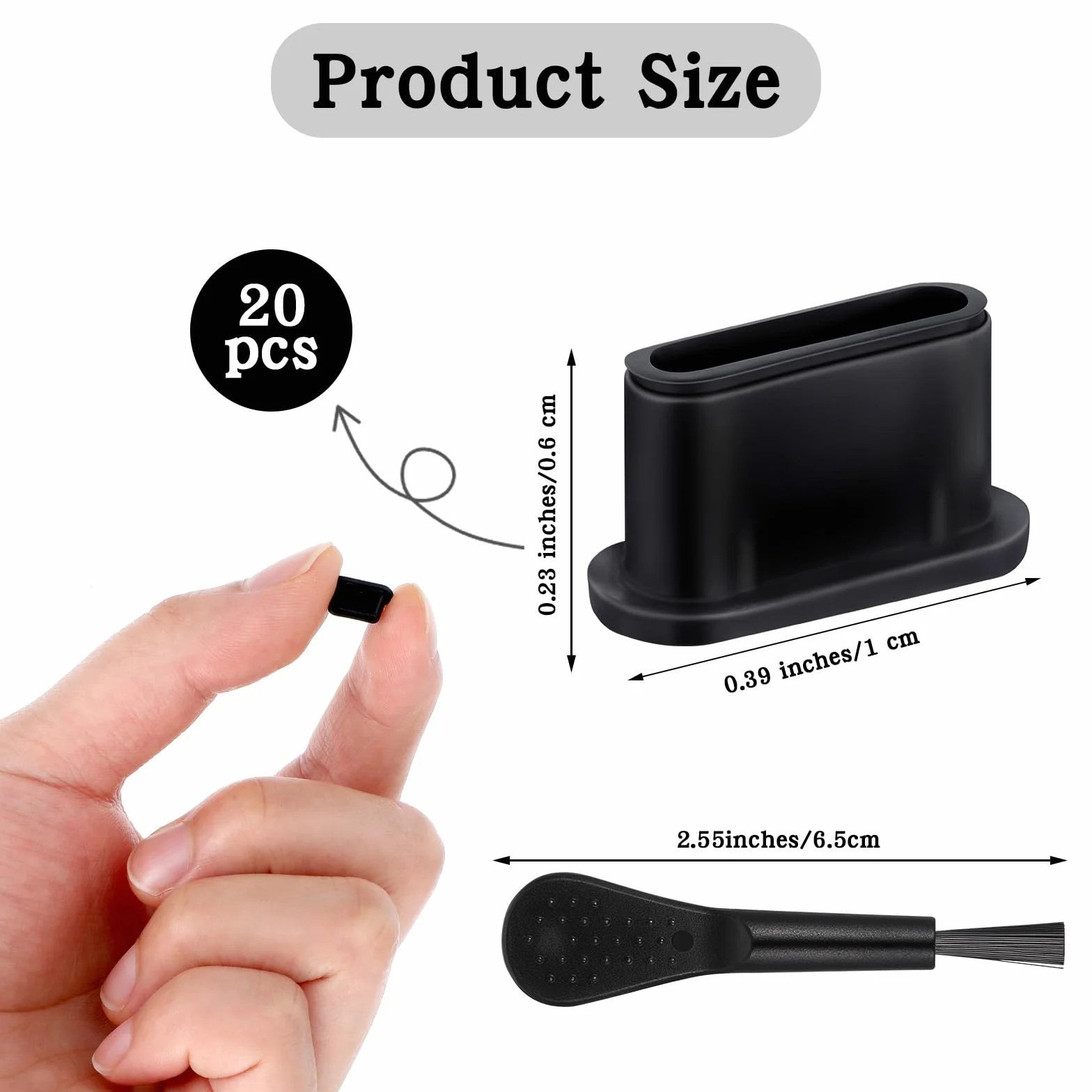 Silikonowa wtyczka przeciwpyłowa USB C czarna osłona portu ładowania z plastikową szczotką