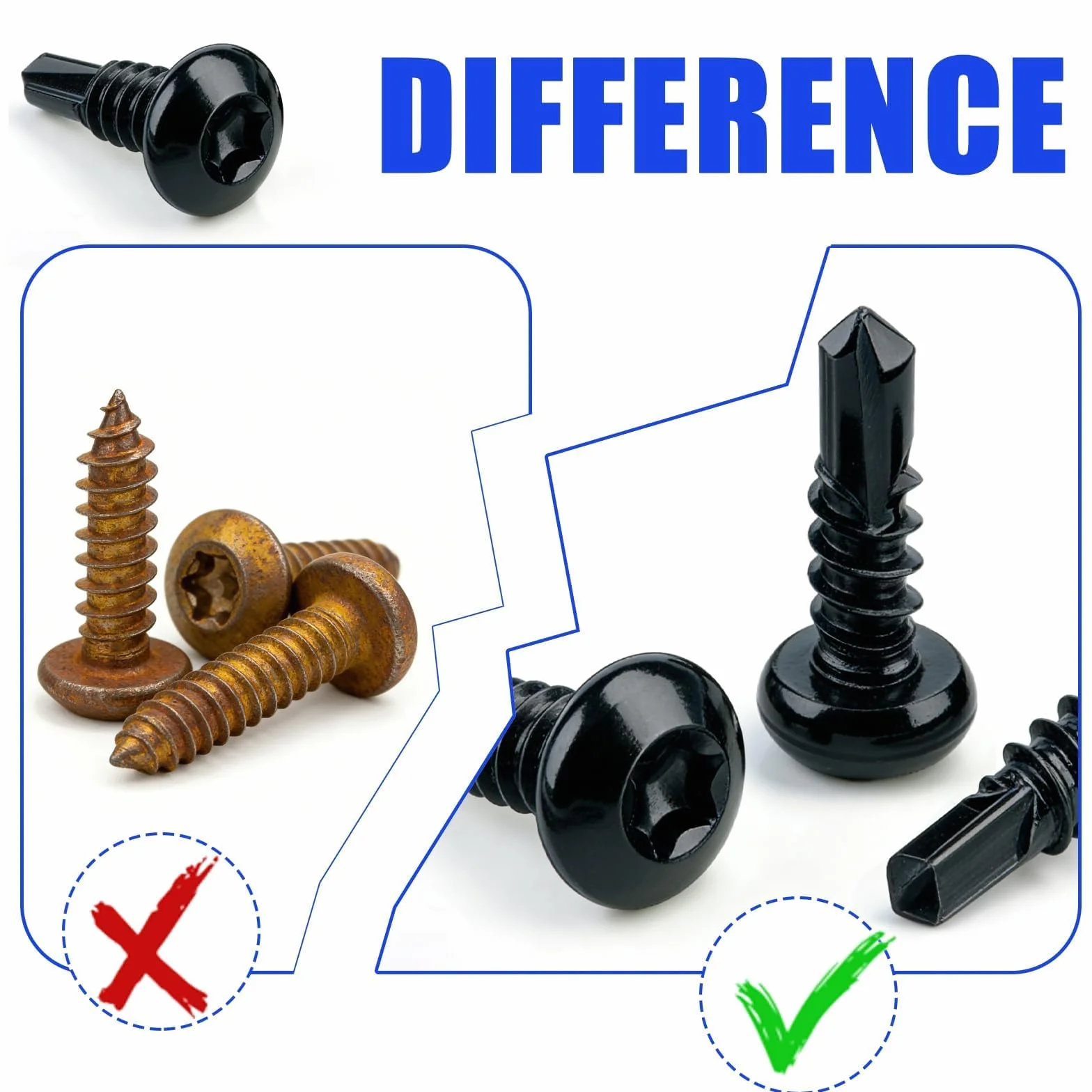100 sztuk wkrętów Torx ze stali nierdzewnej, z łbem soczewkowym, samowiercące wkręty M4,2x38 mm, samogwintujące wkręty ze stali nierdzewnej 410, czarne, wkręty do blachy DIN 7504, wkręty do