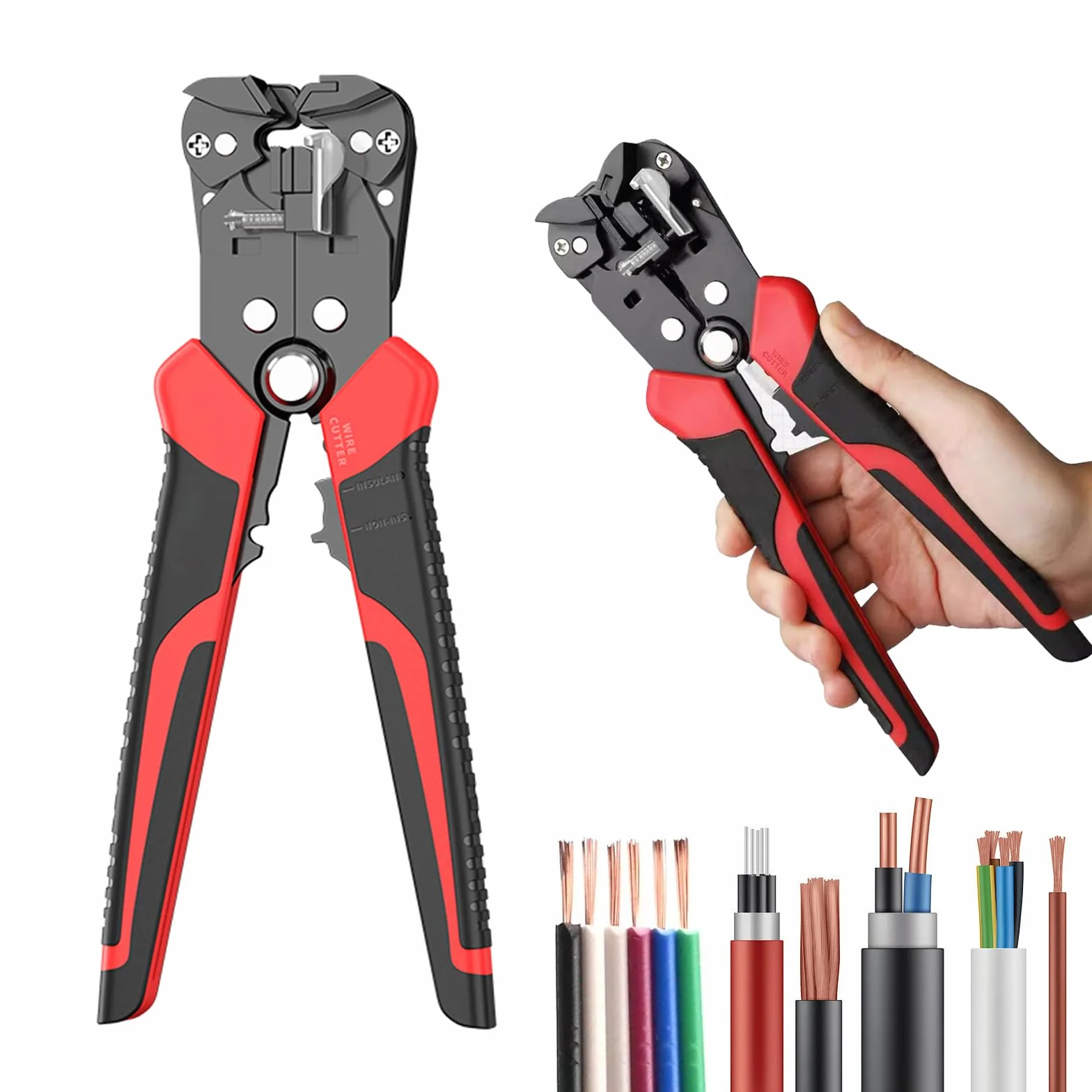 Automatyczne szczypce do ściągania izolacji, 3 w 1, narzędzie do ściągania izolacji: 0,2 – 6 mm², szczypce do ściągania izolacji z antypoślizgowym, regulowany ogranicznik długości, do