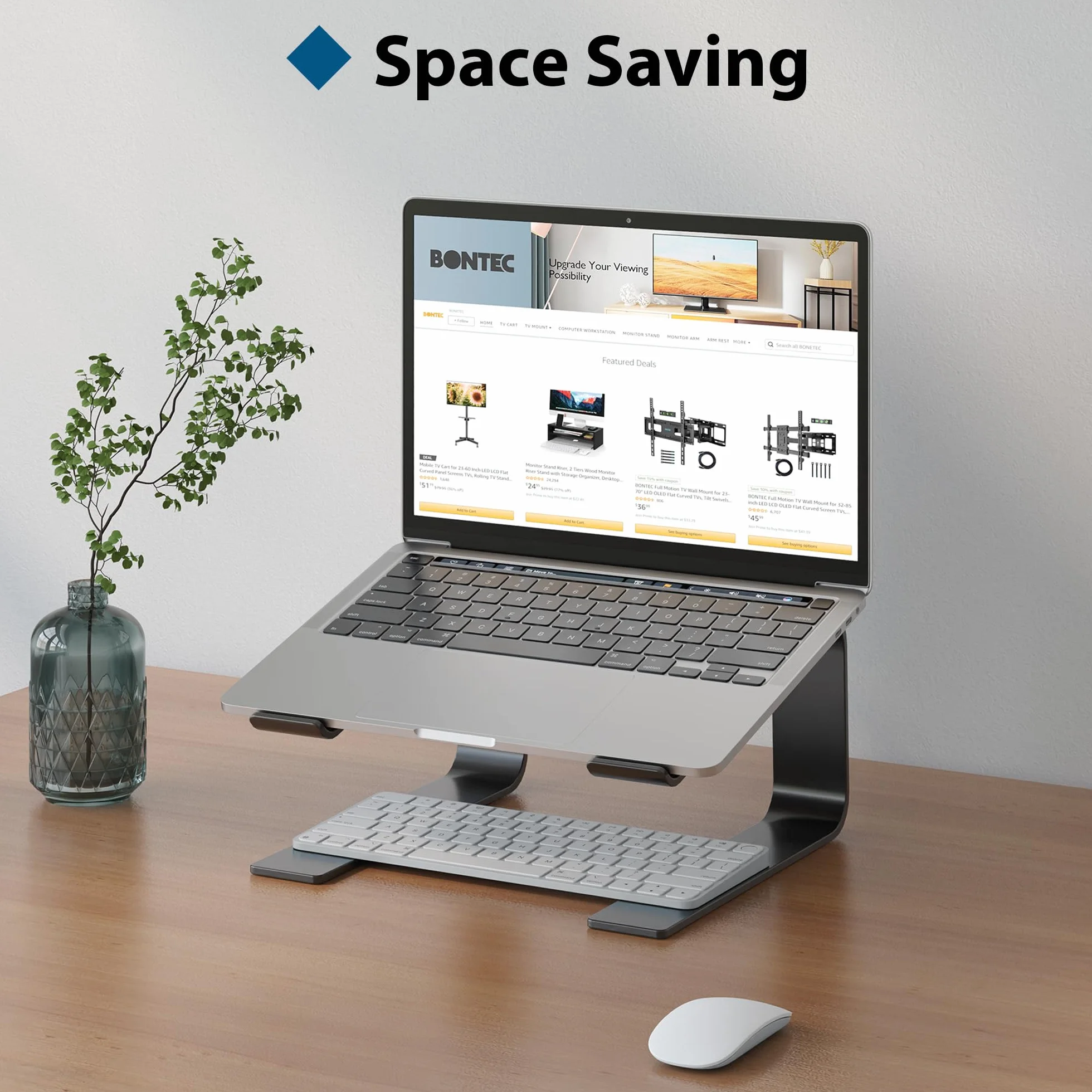 BONTEC Ergonomiczna Podstawka pod Laptopa z Regulacją Wysokości, Kompatybilna z Laptopami 10-17", Podstawka na Biurko z Odprowadzaniem Ciepła, Czarna – Idealna dla Poprawy Postawy i Komfortu Pracy