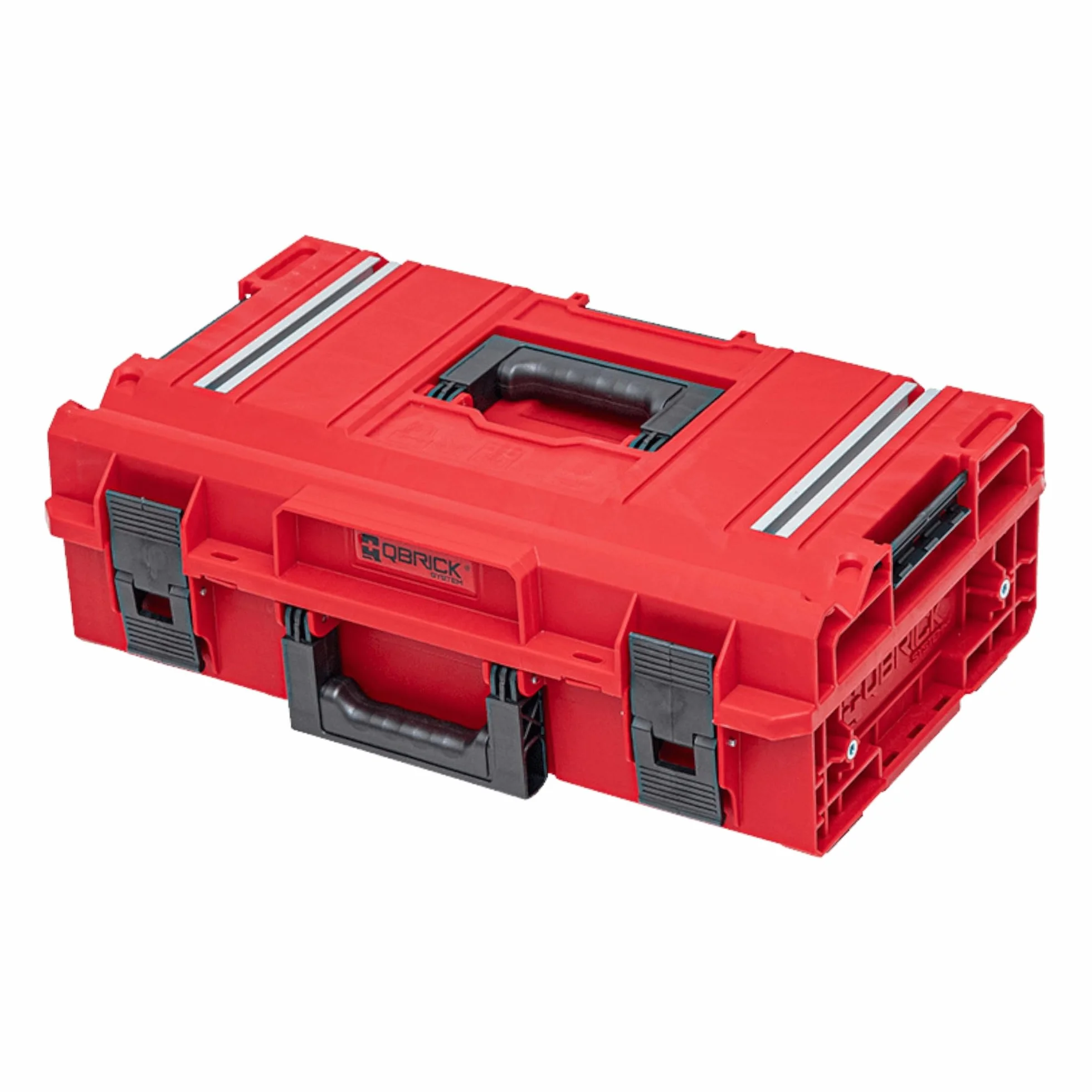 Qbrick System One 200 2.0 Technik Red Ultra HD walizka na narzędzia, skrzynka narzędziowa z tworzywa sztucznego, skrzynka na narzędzia z zamknięciami zaciskowymi, organizer do warsztatu, czerwona,
