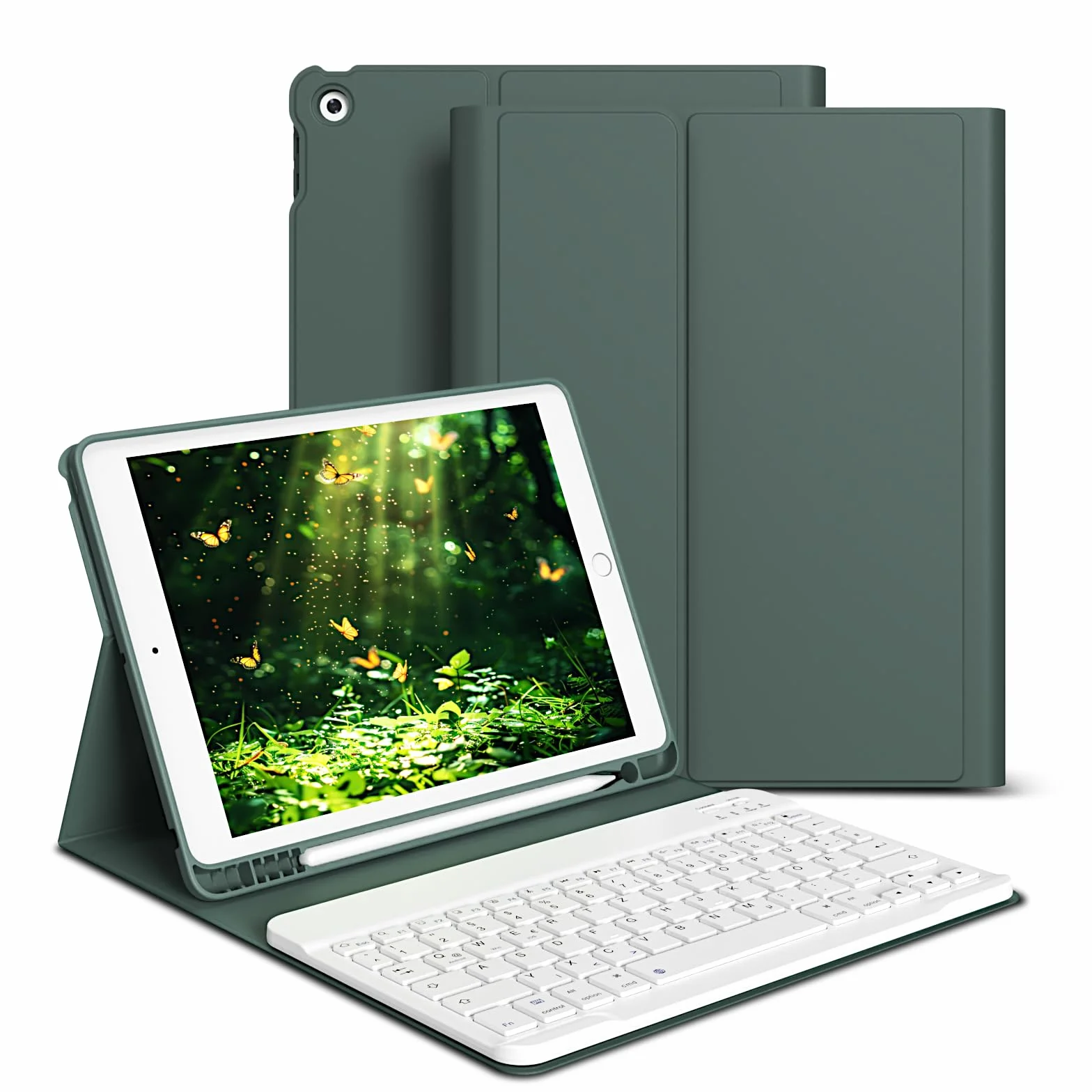 Etui z klawiaturą do iPada 9/8/7 generacji 10,2 cala TPU Bluetooth QWERTY zielony