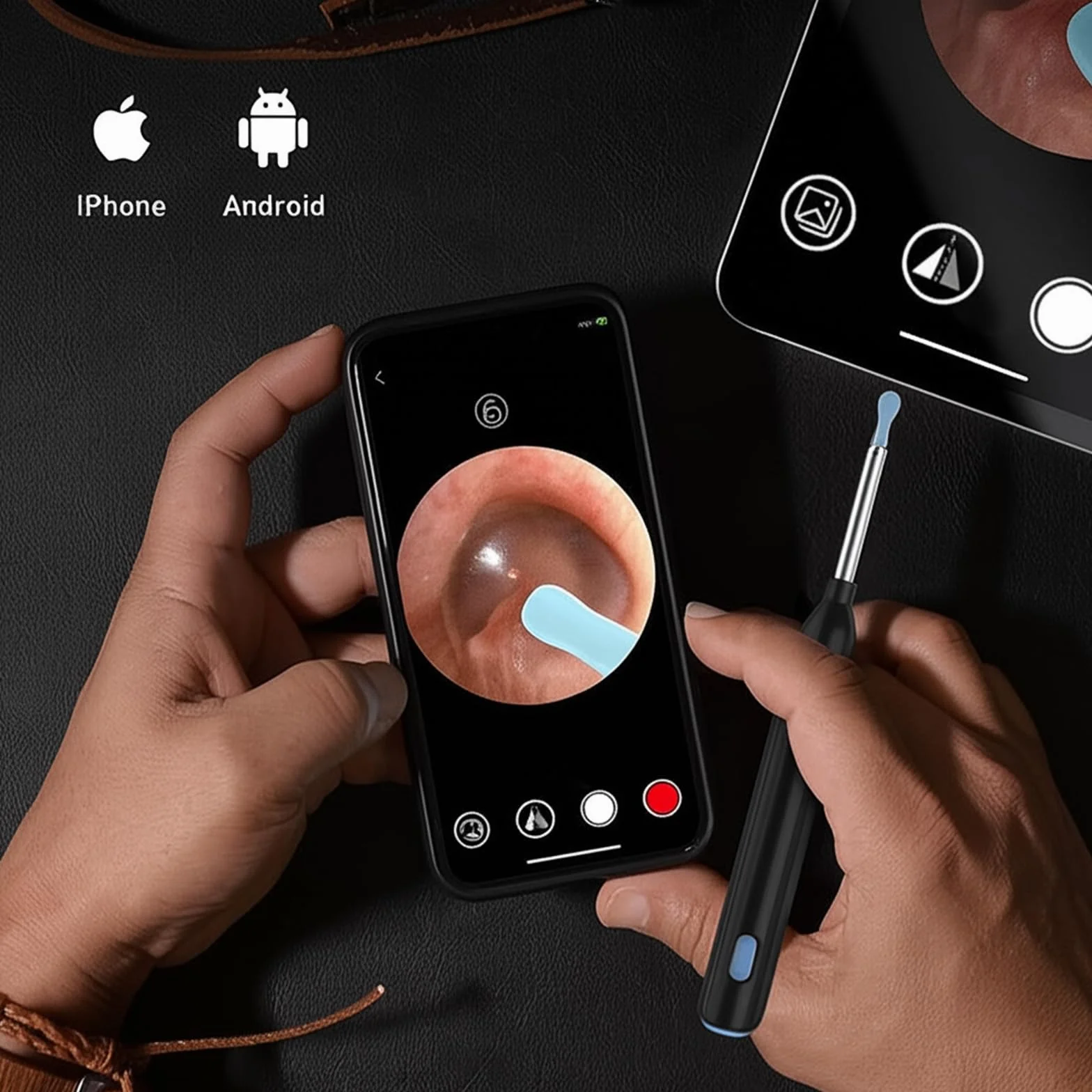 Xinlie Profesjonalny oskop do czyszczenia uszu z bezprzewodową kamerą HD 8MP - endoskop optyczny z 6 wymiennymi nausznikami, pełna kompatybilność z iOS/Android, dla iPhone/iPad/iOS/Android