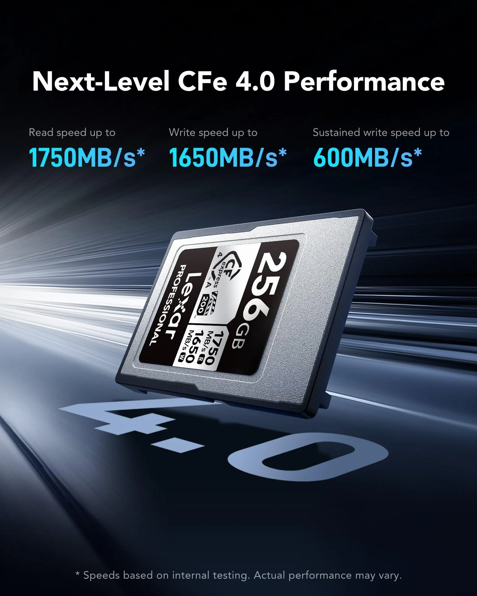 Lexar Professional CFexpress 4.0 karta typu A 256 GB, karta CFE do 1750 MB/s odczytu, VPG200, karta wideo 8K, karta pamięci kompatybilna z aparatami Sony Alpha Sony FX