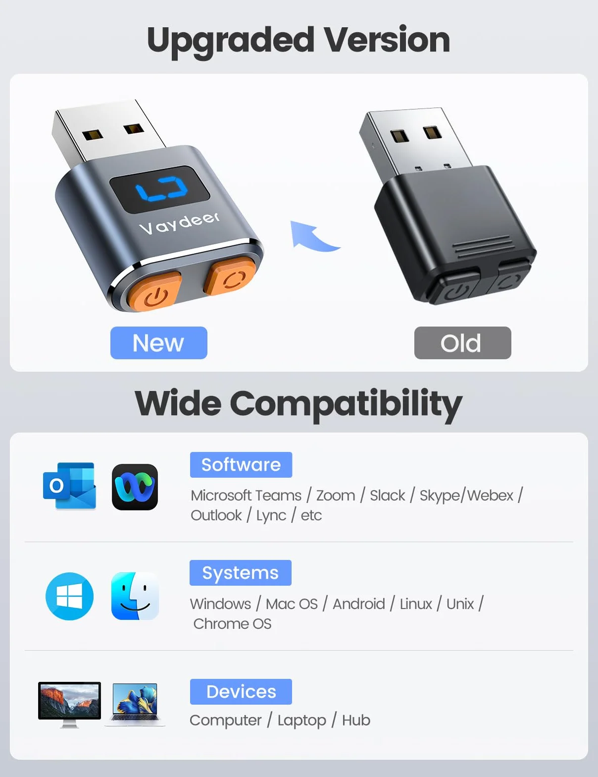 (Metalowy) VAYDEER Mini Mouse Jiggler USB Mouse Mover z włącznikiem wł./wył., bez sterowników, nie jest wykrywalny, symuluj ruch wskaźnika, Plug and Play, kolor czarny
