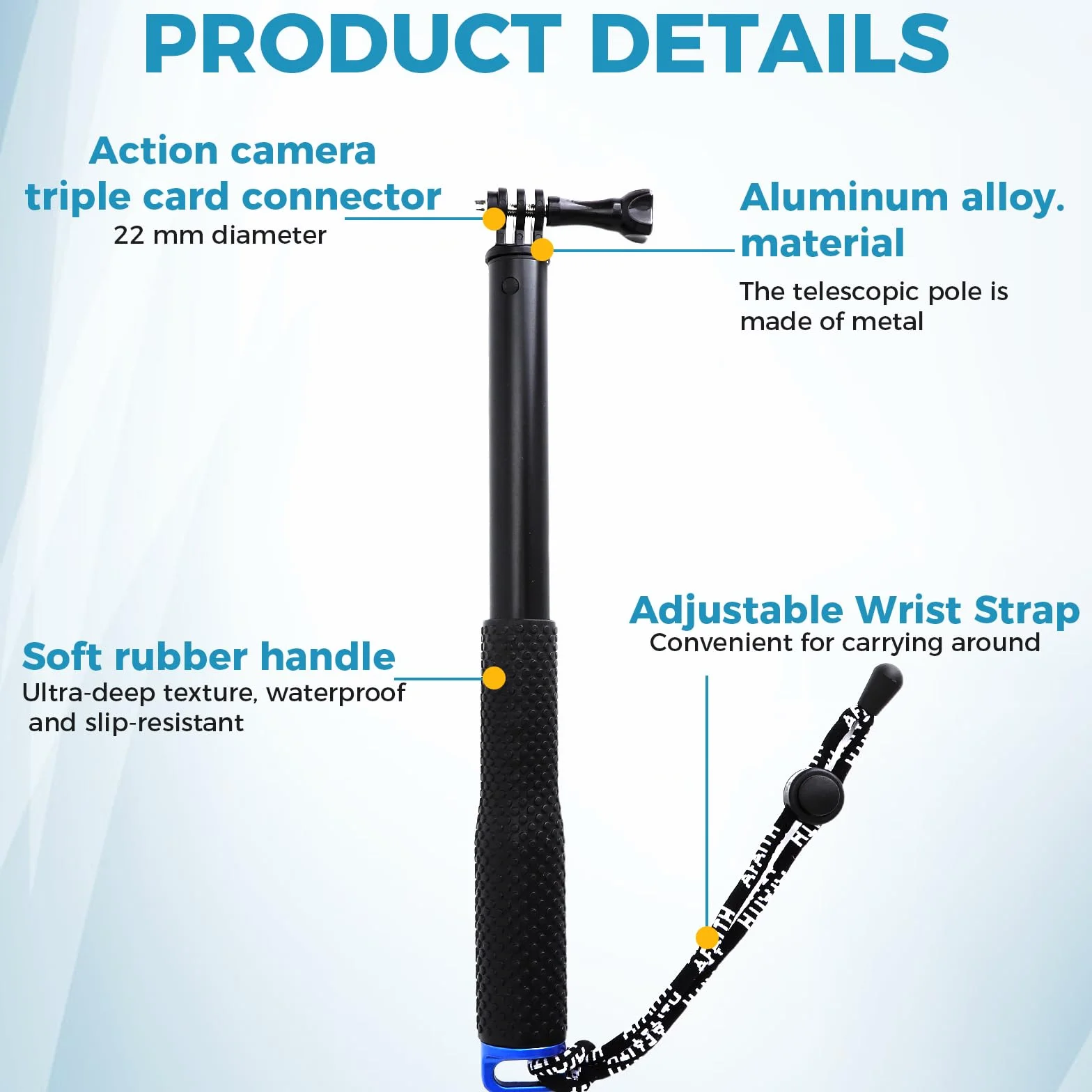 Wodoodporny kijek do selfie EK7000 V50 X 92 cm wysuwany aluminiowy teleskopowy do GoPro DJI Osmo Insta360