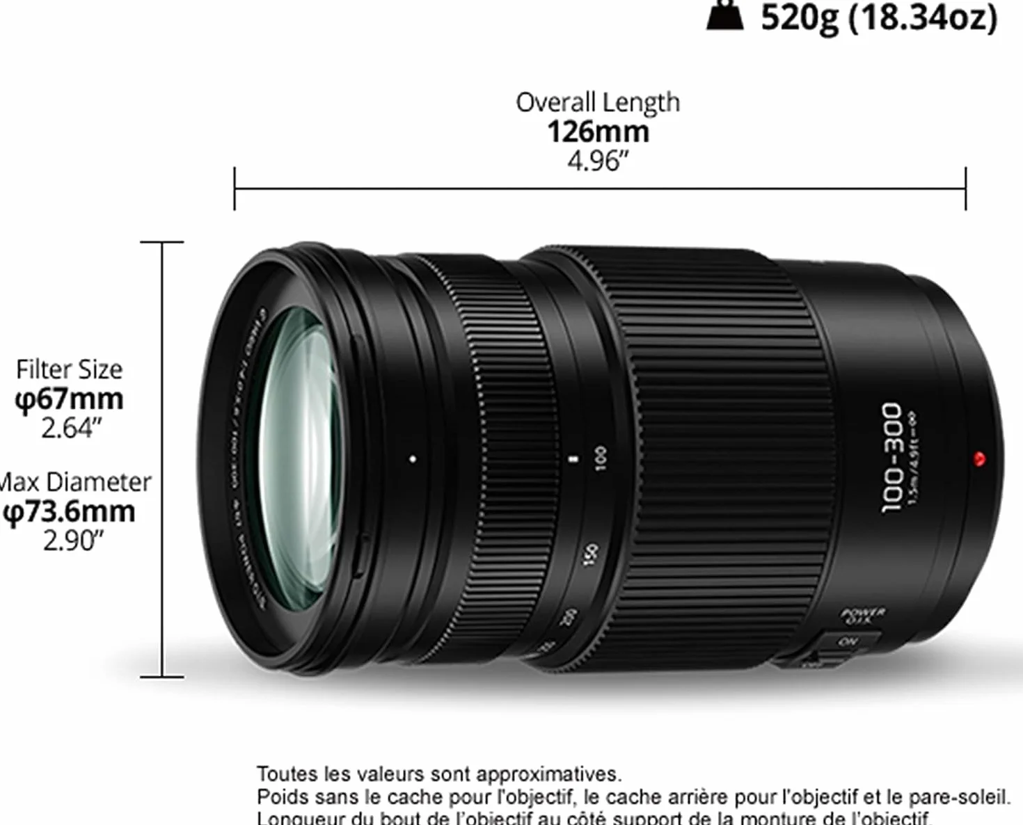 Panasonic LUMIX G VARIO teleobiektyw zmiennoogniskowy 100-300mm F4.0-F5.6 filtr φ67mm micro 4/3 czarny