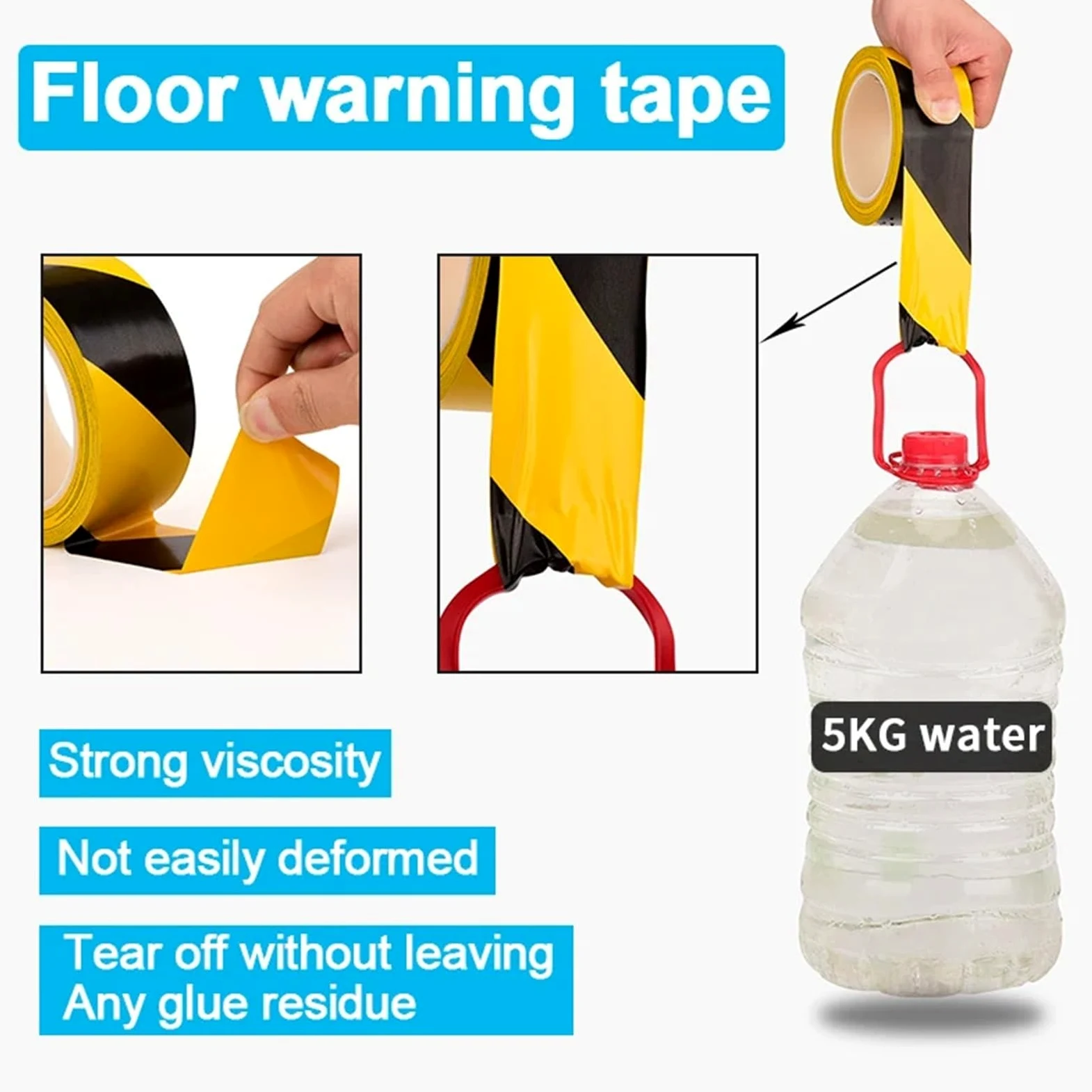 Taśma ostrzegawcza żółta, Zestaw 2 wielokolorowych taśm ostrzegawczych z PVC do stopni podłogowych sali gimnastycznej w wielu rozmiarach(White,17M-0.15MM-20MM)