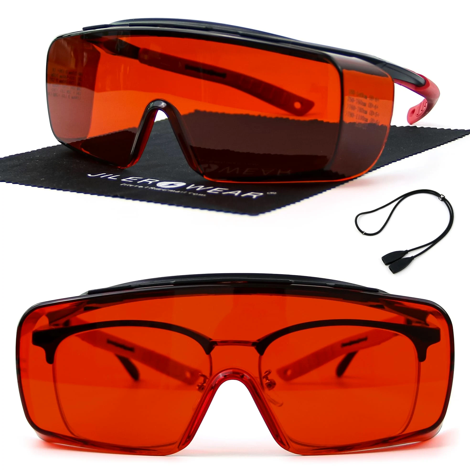 Profesjonalne okulary ochronne Wave 532+1064nm, odporne na laser 180–540 & 750–1100nm 445nm, 532nm, 1064nm, infraczerwone, niebieskie, zielone, okulary ochronne UV (pokrywają okulary korekcyjne)