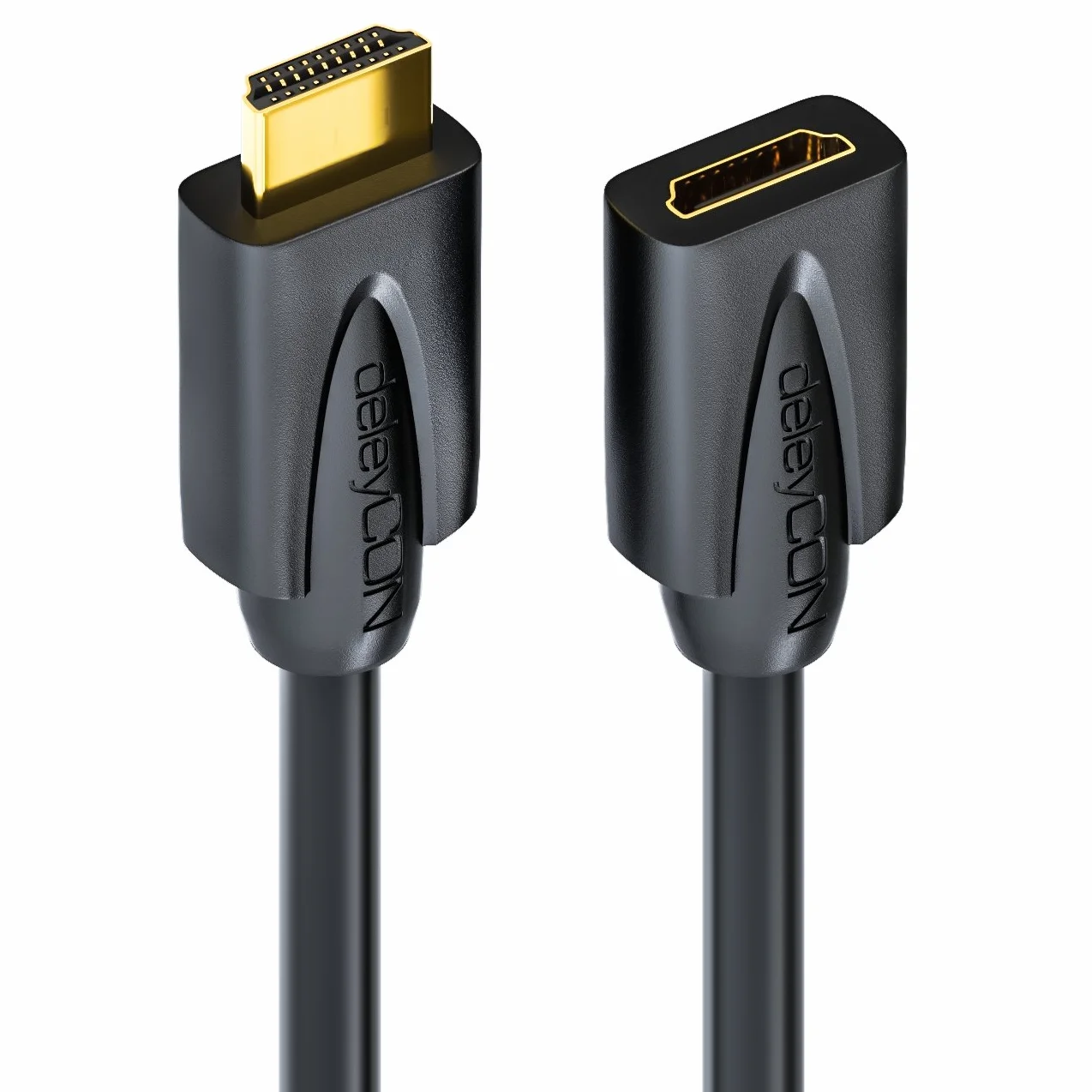 deleyCON 1m Przedłużacz HDMI - Kompatybilny z HDMI 2.0a/b/1.4a - UHD 4K HDR 3D 1080p 2160p ARC - Wysoka prędkość z Ethernetem - Czarny