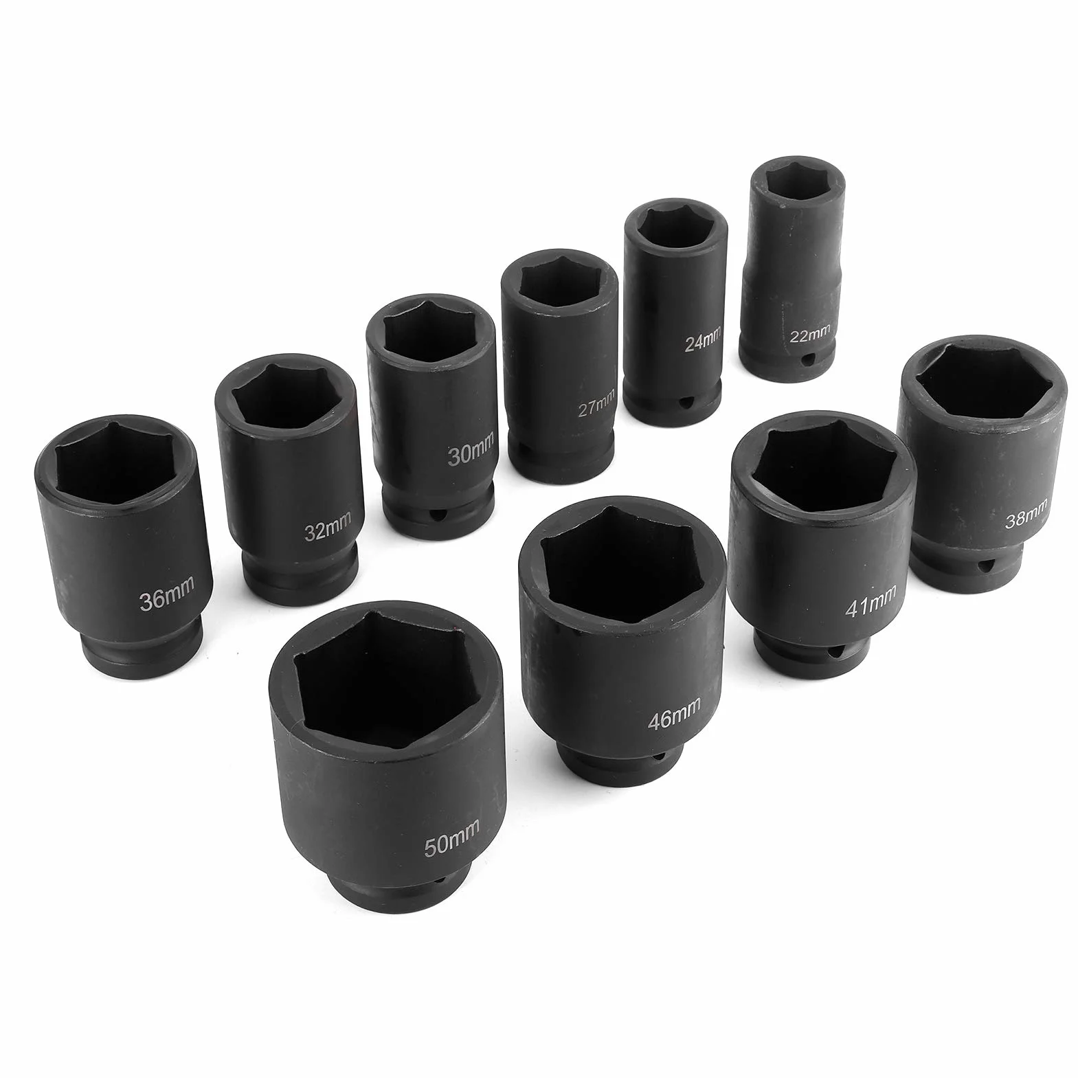 Zestaw Nasadek Udarowych z Napędem Głębokim 3/4 Cala, 6-kątny, Metryczny 22–50 Mm Zestaw Nasadek ze Stali Cr Mo, do Napraw Samochodowych ze Schowkiem, Idealny do Użytku w Warsztacie
