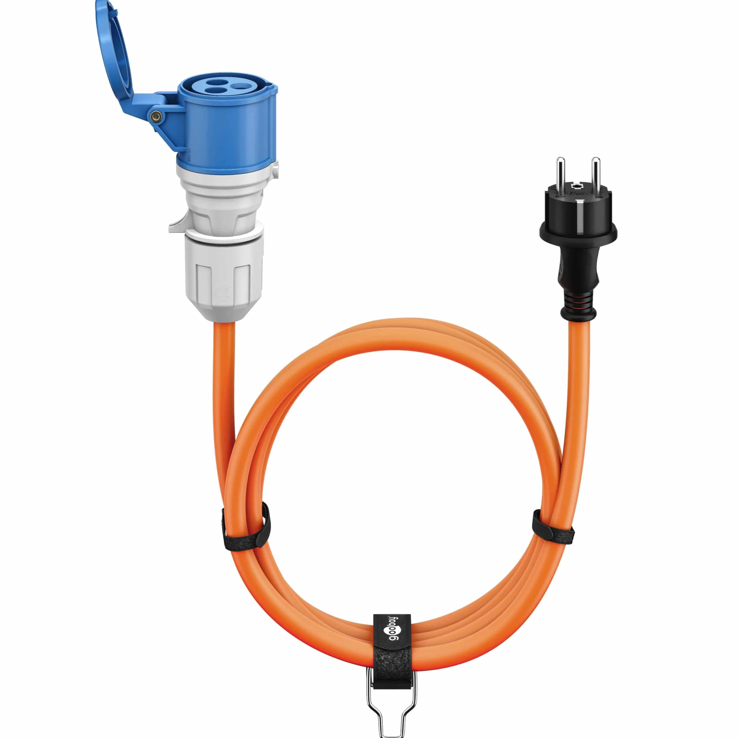 goobay Adapter CEE do przyczepy kempingowej, 1,5 m, wtyczka ochronna do gniazda CEE z pokrywą zamykającą, IP44, kabel kempingowy, przyczepa kempingowa, 76185